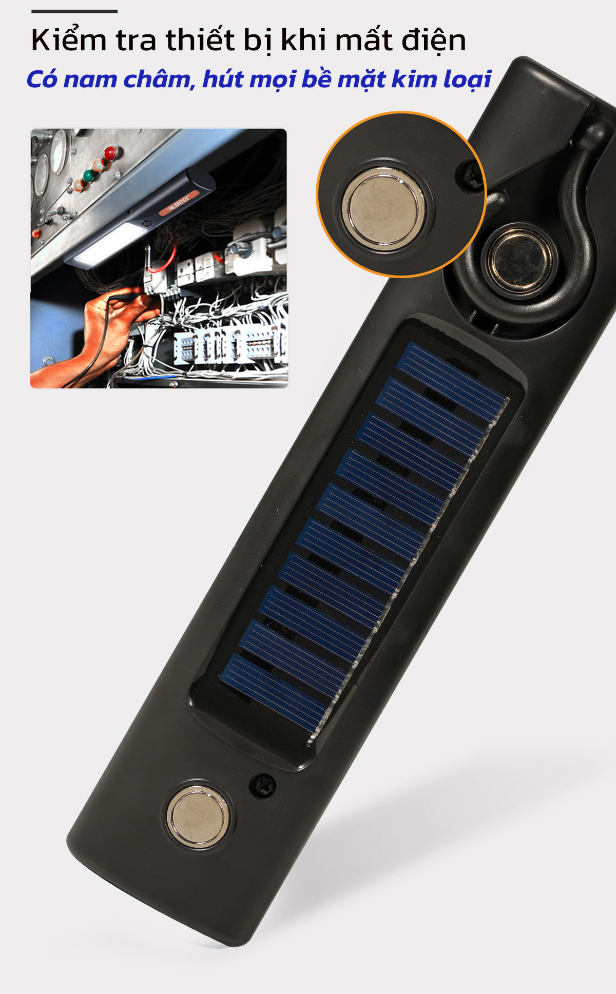 Mô tả Đèn Pin LED Cầm Tay Cao Cấp MODI SOLAR, Đèn Pin Led  Năng Lượng Mặt Trời Đa Năng Tiện Lợi - 2