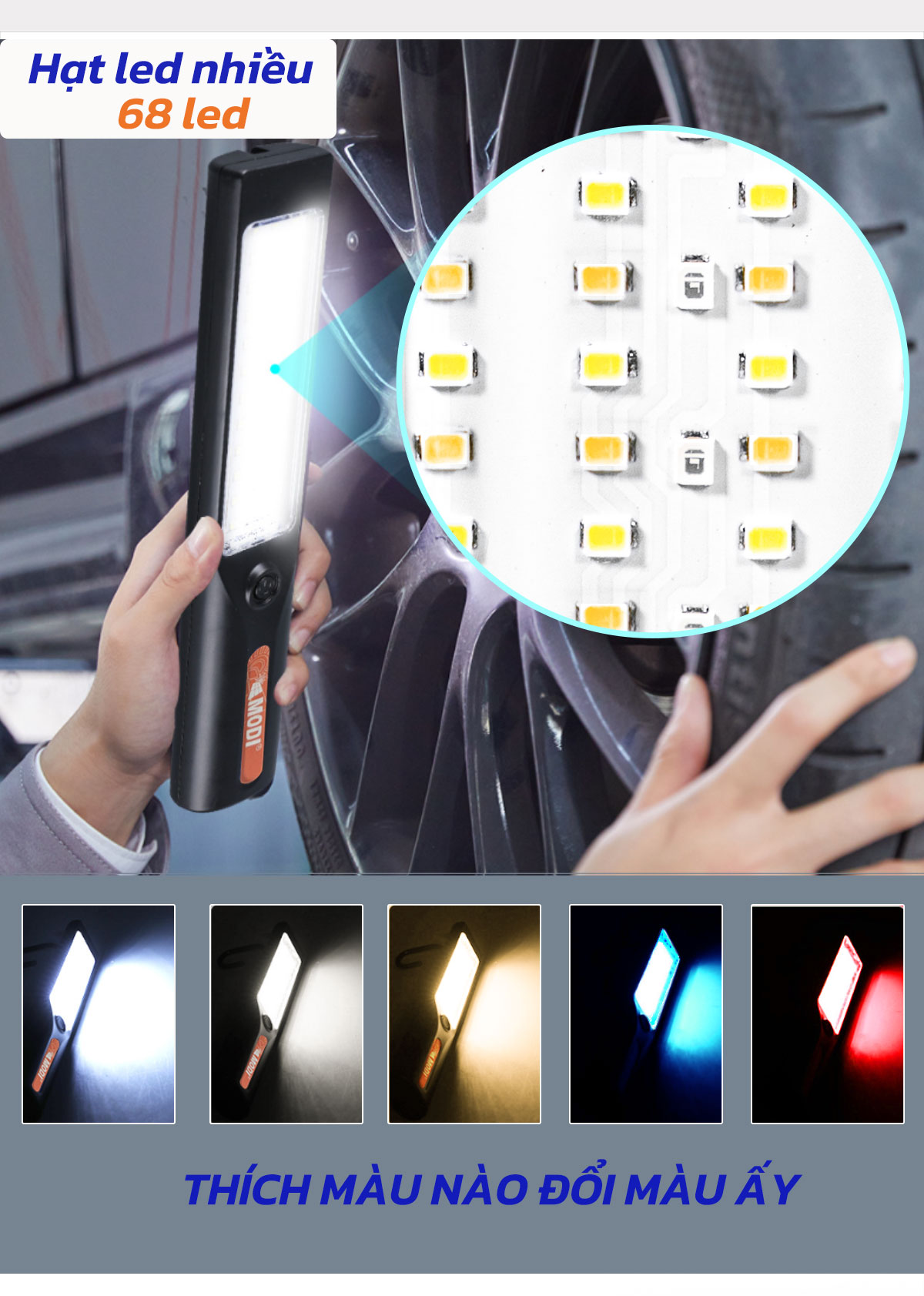 Mô tả Đèn Pin LED Cầm Tay Cao Cấp MODI SOLAR, Đèn Pin Led  Năng Lượng Mặt Trời Đa Năng Tiện Lợi - 3