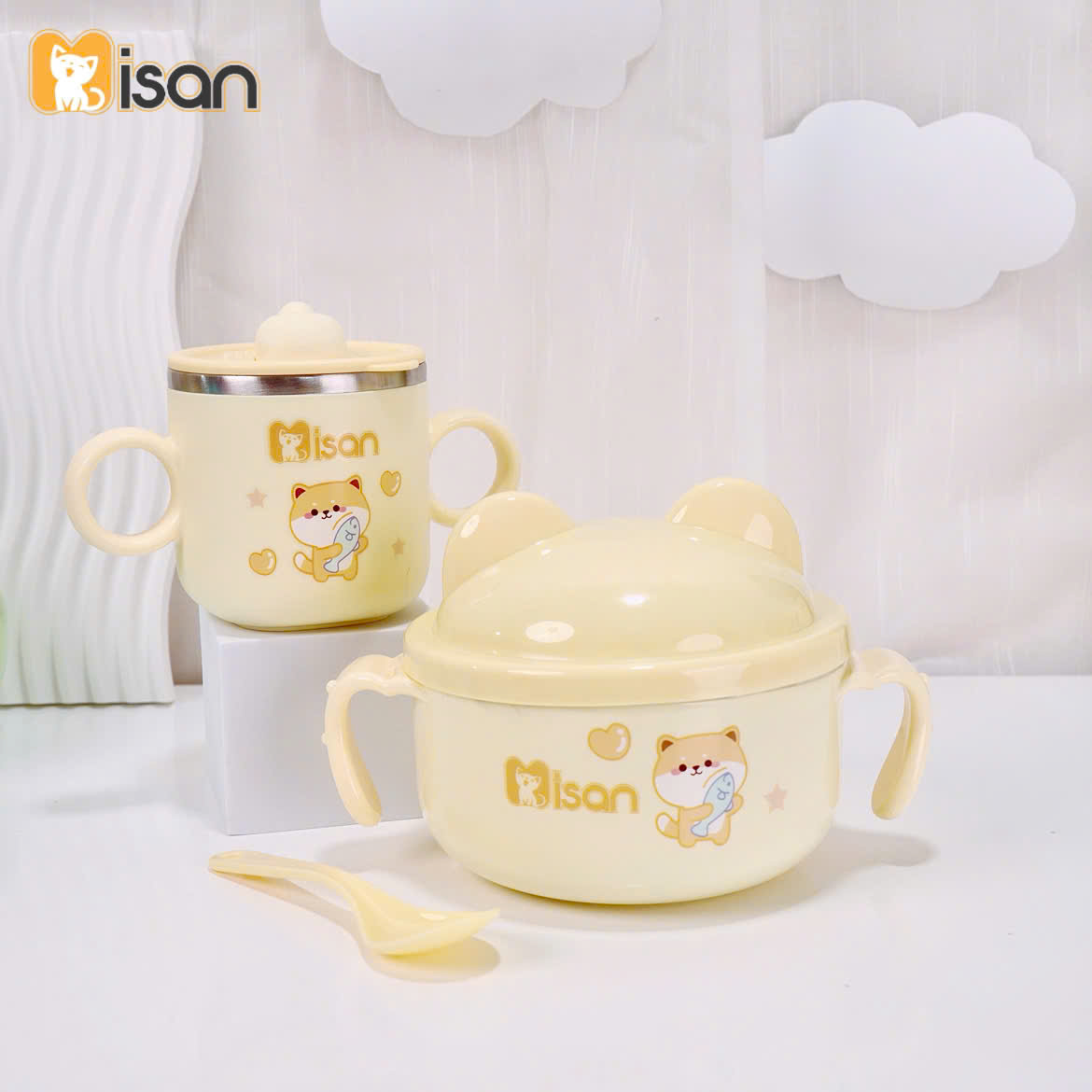 Mô tả Combo Bát ăn dặm kèm thìa và Cốc ăn dặm giữ nhiệt KidAndMom Misan cao cấp cho bé - 6