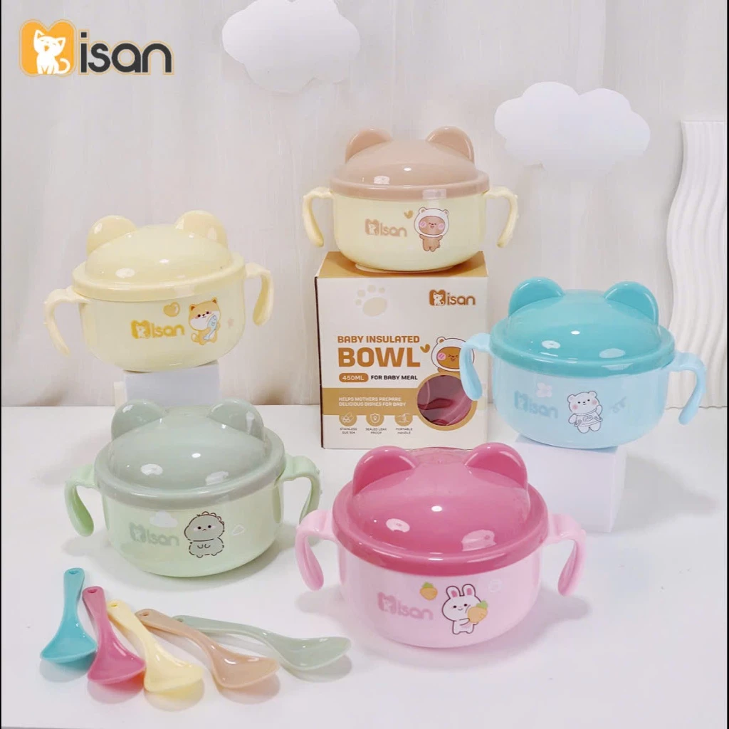 Mô tả Combo Bát ăn dặm kèm thìa và Cốc ăn dặm giữ nhiệt KidAndMom Misan cao cấp cho bé - 10