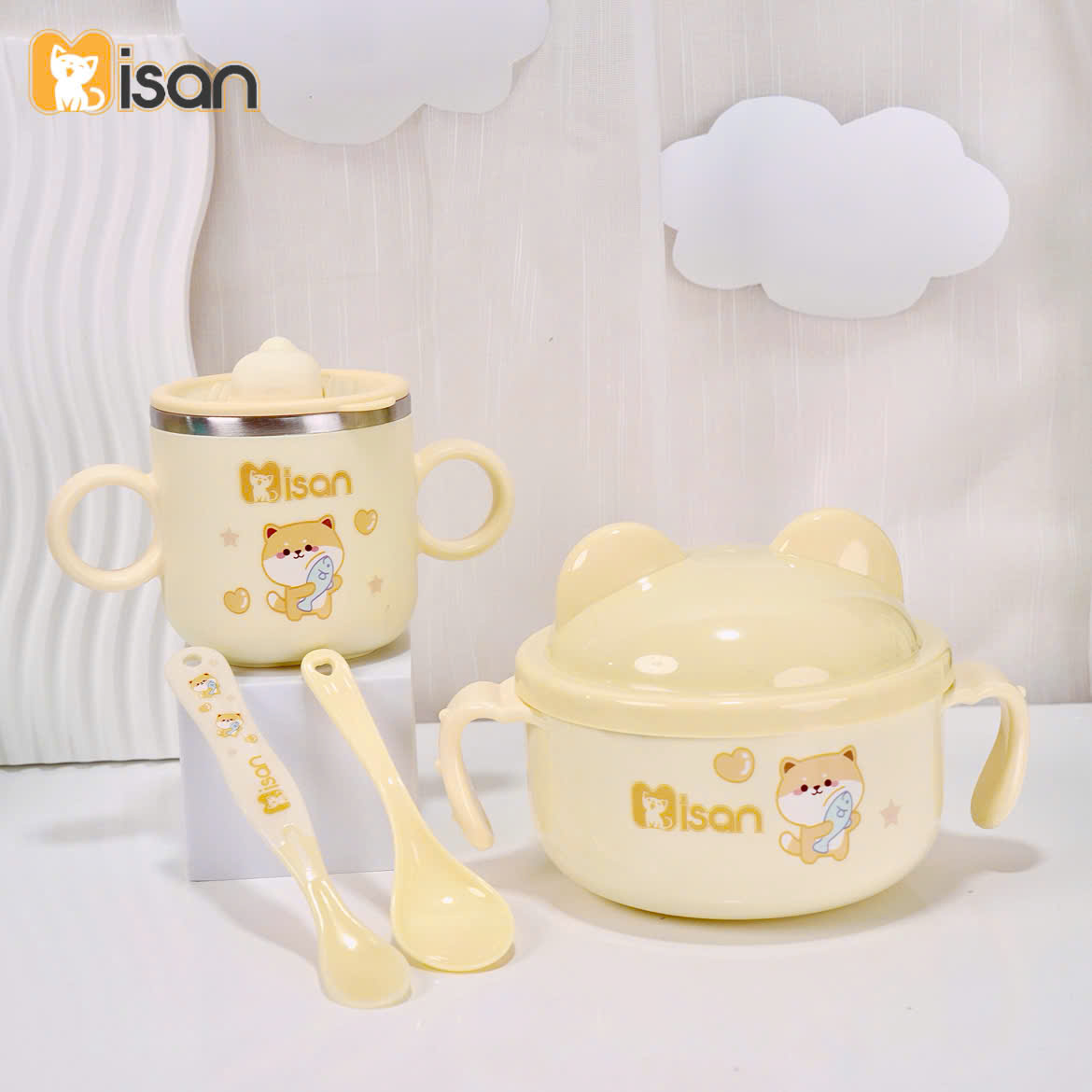 Mô tả Combo Bát ăn dặm kèm thìa và Cốc ăn dặm giữ nhiệt KidAndMom Misan cao cấp cho bé - 11