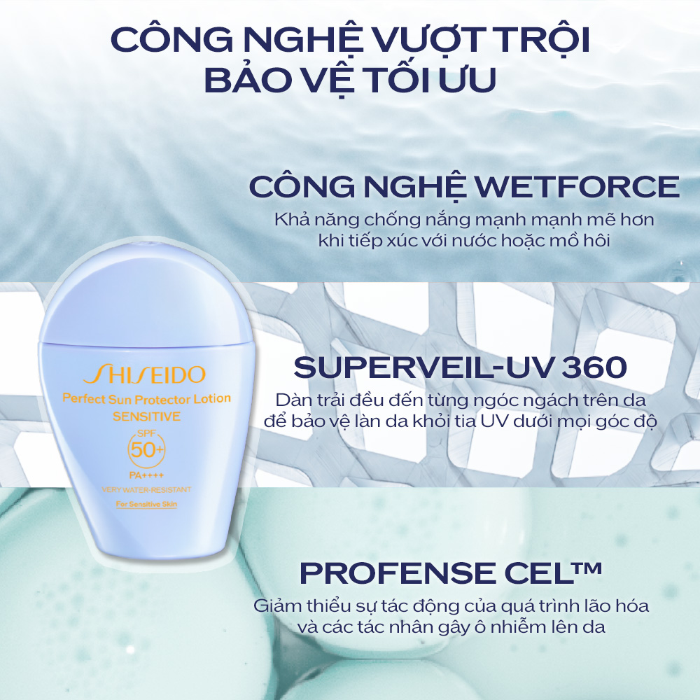 Mô tả Sữa chống nắng cho da nhạy cảm Shiseido GSC Perfect Sun Protector Lotion Sensitive SPF50+ 50ml - 3