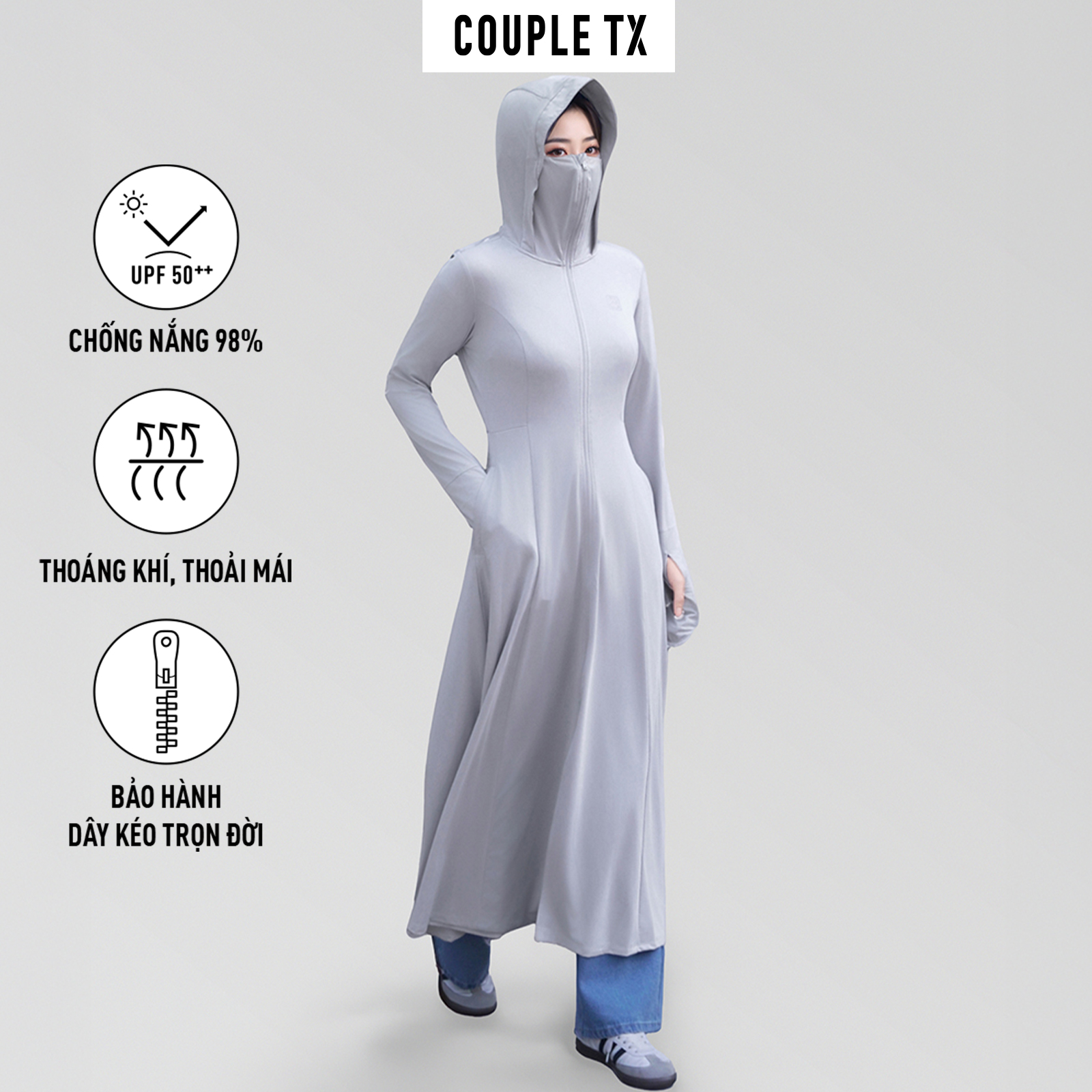 Mô tả Áo Khoác Nữ Chống Nắng Couple TX Anti UV Dáng Dài WOK 2068 - 3