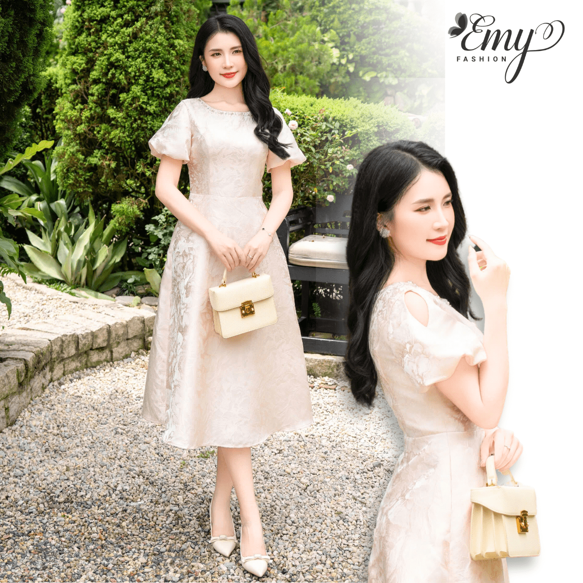 Mô tả Đầm Thiết Kế EMY Thời Trang Cao Cấp EM7680 Đầm Gấm, Tùng Xòe Sang Chảnh Đi Tiệc - 1