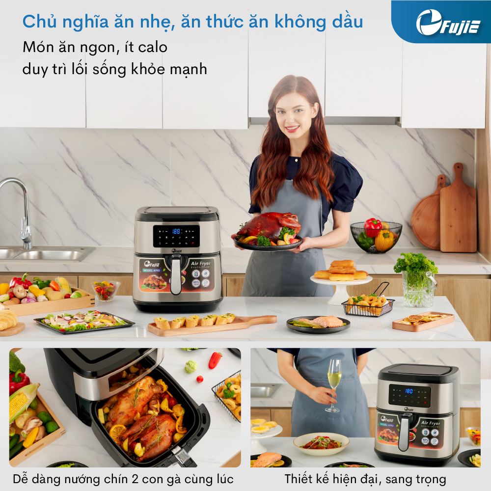 Mô tả Nồi chiên không dầu FujiE AF9D dung tích 9.2L - Bảng điều khiển điện tử - Chương trình cài đặt sẵn - 3