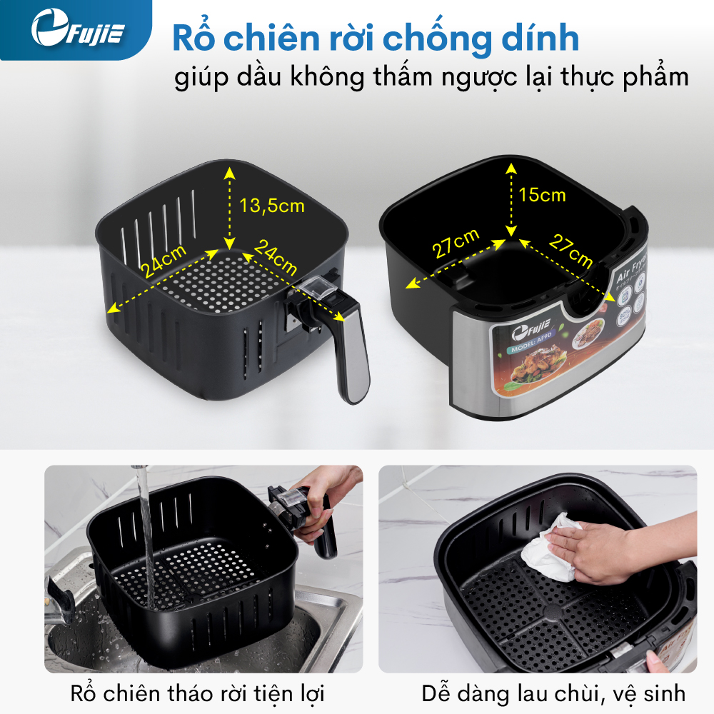 Mô tả Nồi chiên không dầu FujiE AF9D dung tích 9.2L - Bảng điều khiển điện tử - Chương trình cài đặt sẵn - 5