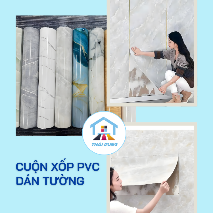 Cuộn dán tường PVC (60cmx 3m) vân đá hoa cương sẵn keo bóc dán trang ...