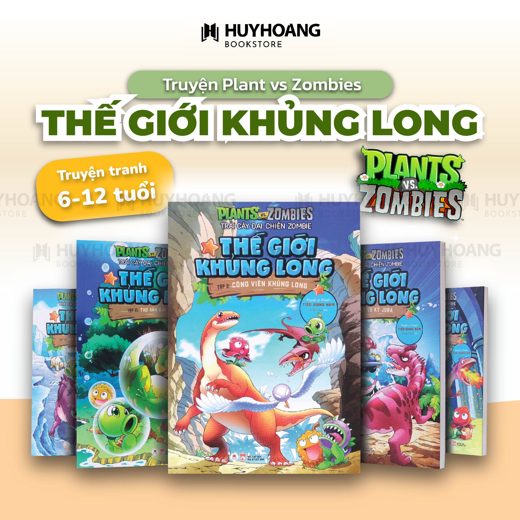 Mô tả Sách Plants vs Zombies, Trái cây đại chiến zombie, Thế giới khủng long, Truyện tranh cho bé - 1