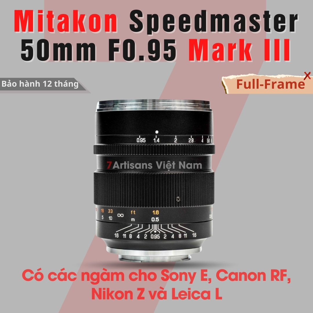 Ống kính Mitakon Speedmaster 50mm Mark III dành cho Full-Frame có các  ngàm cho Sony, Leica L, Canon R và Nikon Z