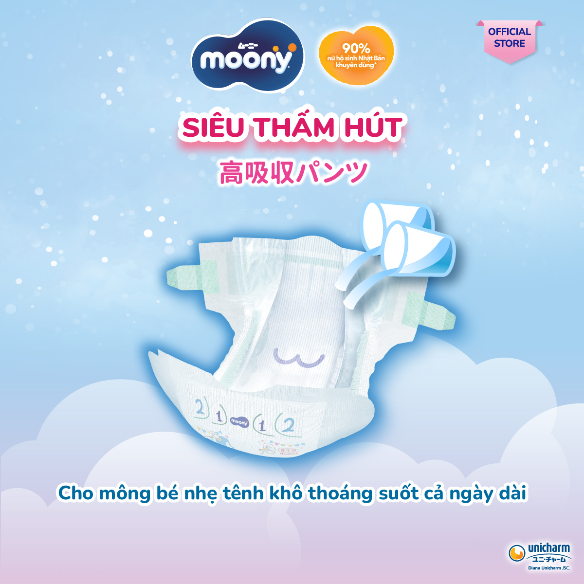 Mô tả Tã dán Moony cao cấp Newborn 90 - Nhập khẩu từ Nhật Bản - 5