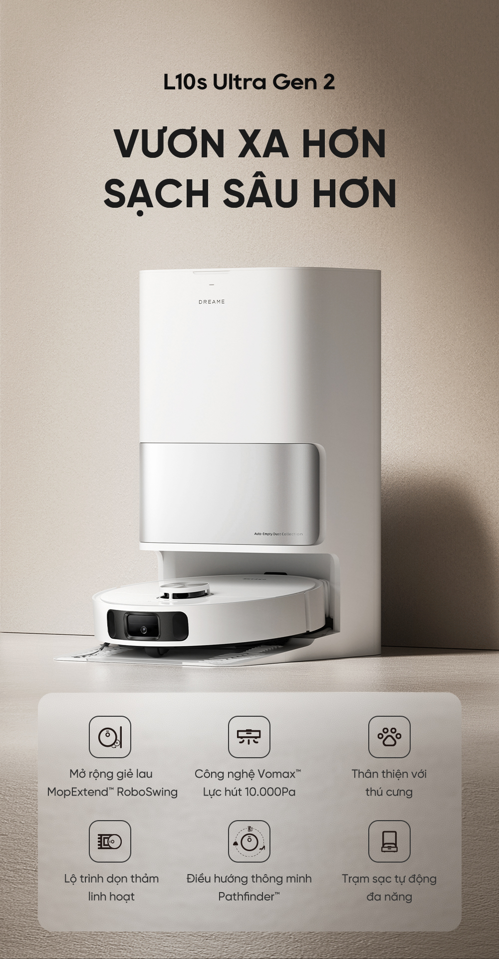 Mô tả Robot lau sàn hút bụi tự làm sạch Dreame L10s Ultra Gen 2/ L10 Ultra / D20 Ultra- Bản quốc tế - BH 24 Tháng - 1