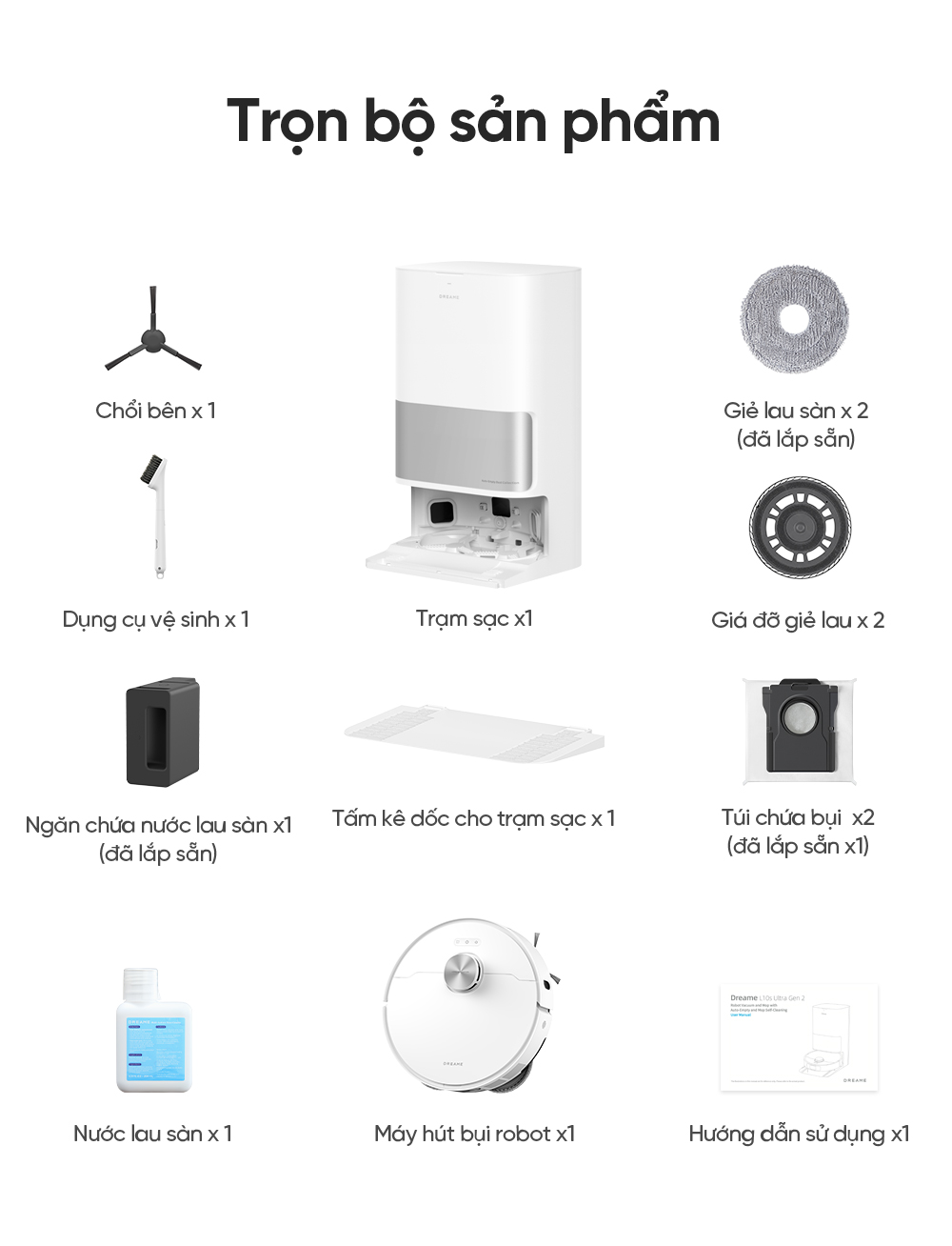 Mô tả Robot lau sàn hút bụi tự làm sạch Dreame L10s Ultra Gen 2/ L10 Ultra / D20 Ultra- Bản quốc tế - BH 24 Tháng - 11