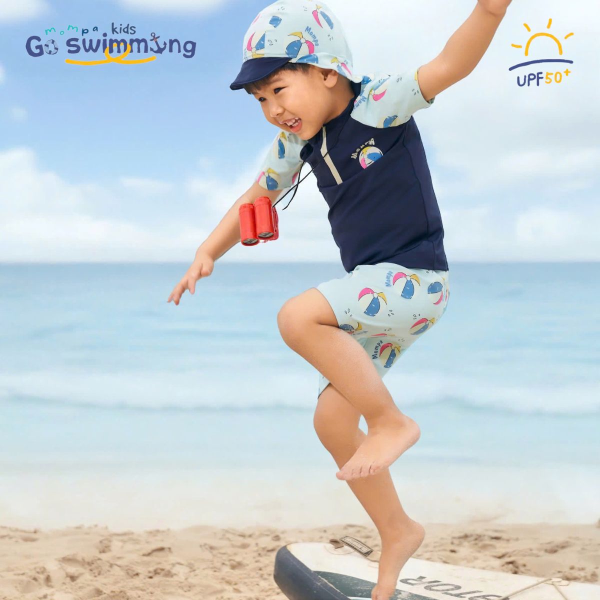 Mô tả Đồ bơi bé trai quần rời Mompa 2-6 tuổi vải co giãn nhanh khô tặng kèm mũ bơi 688 - 8