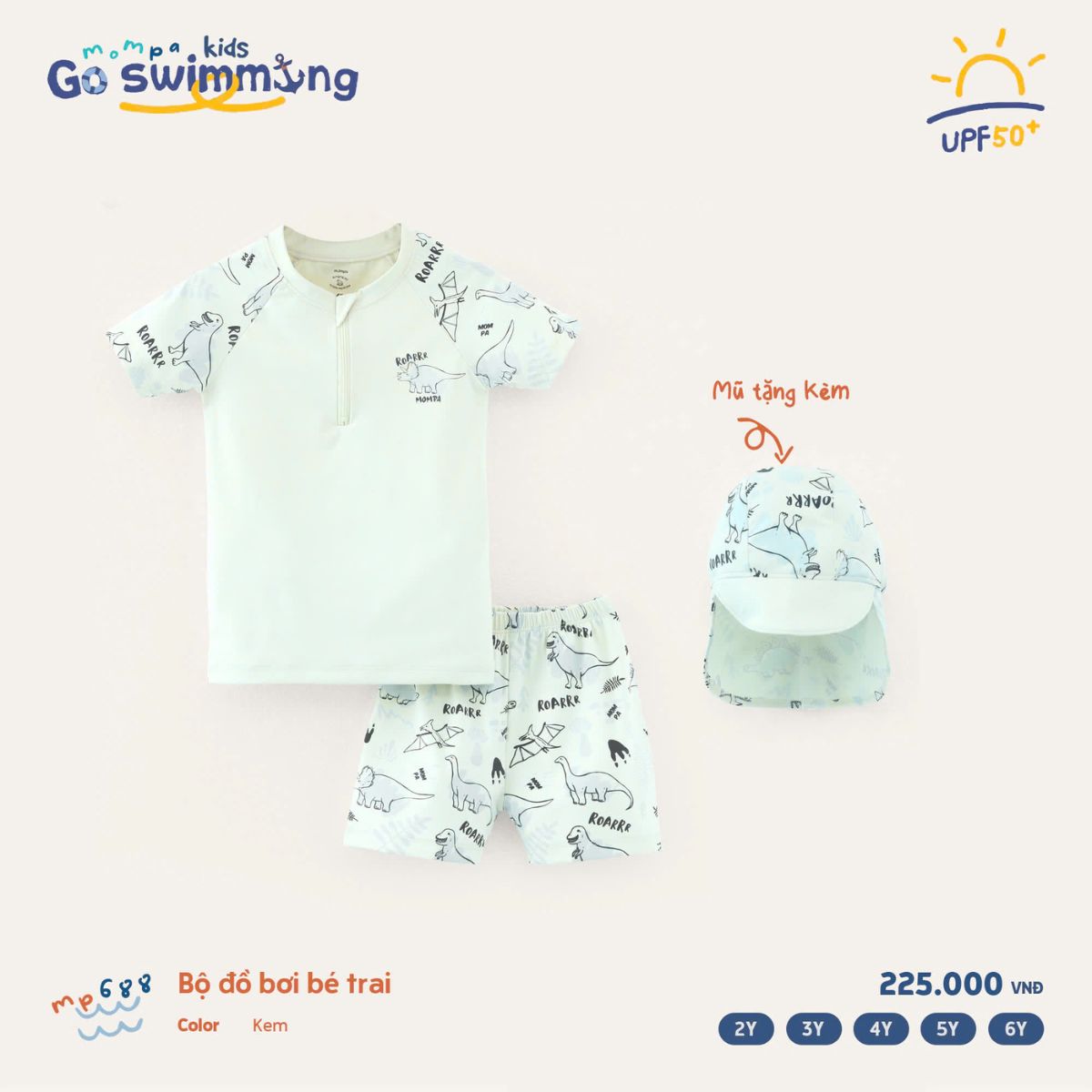 Mô tả Đồ bơi bé trai quần rời Mompa 2-6 tuổi vải co giãn nhanh khô tặng kèm mũ bơi 688 - 3