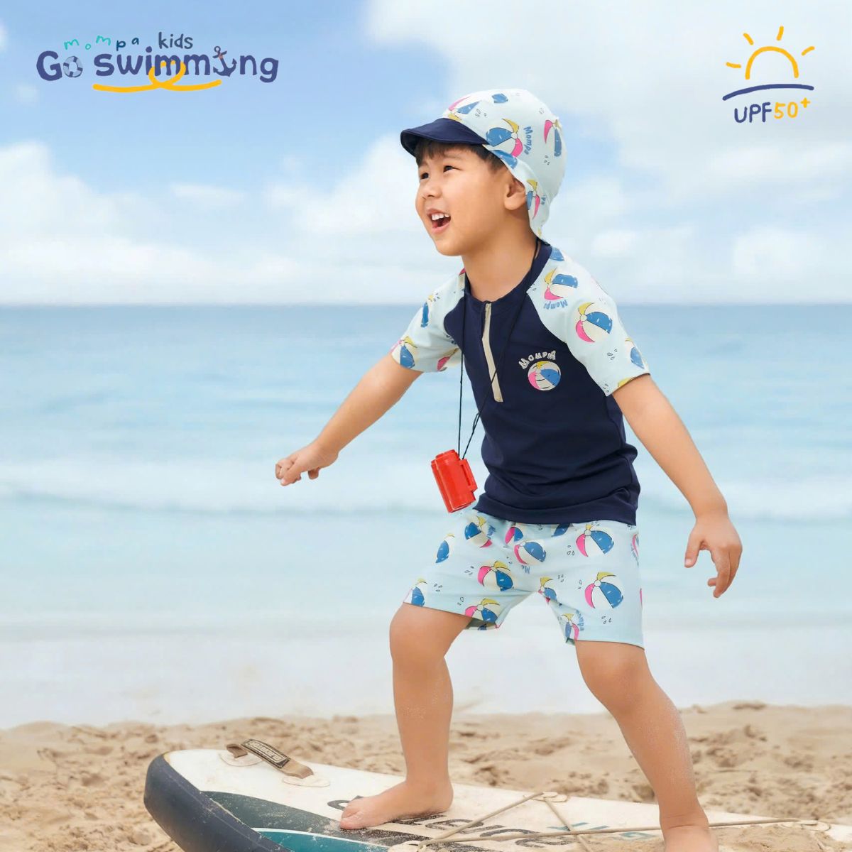 Mô tả Đồ bơi bé trai quần rời Mompa 2-6 tuổi vải co giãn nhanh khô tặng kèm mũ bơi 688 - 7