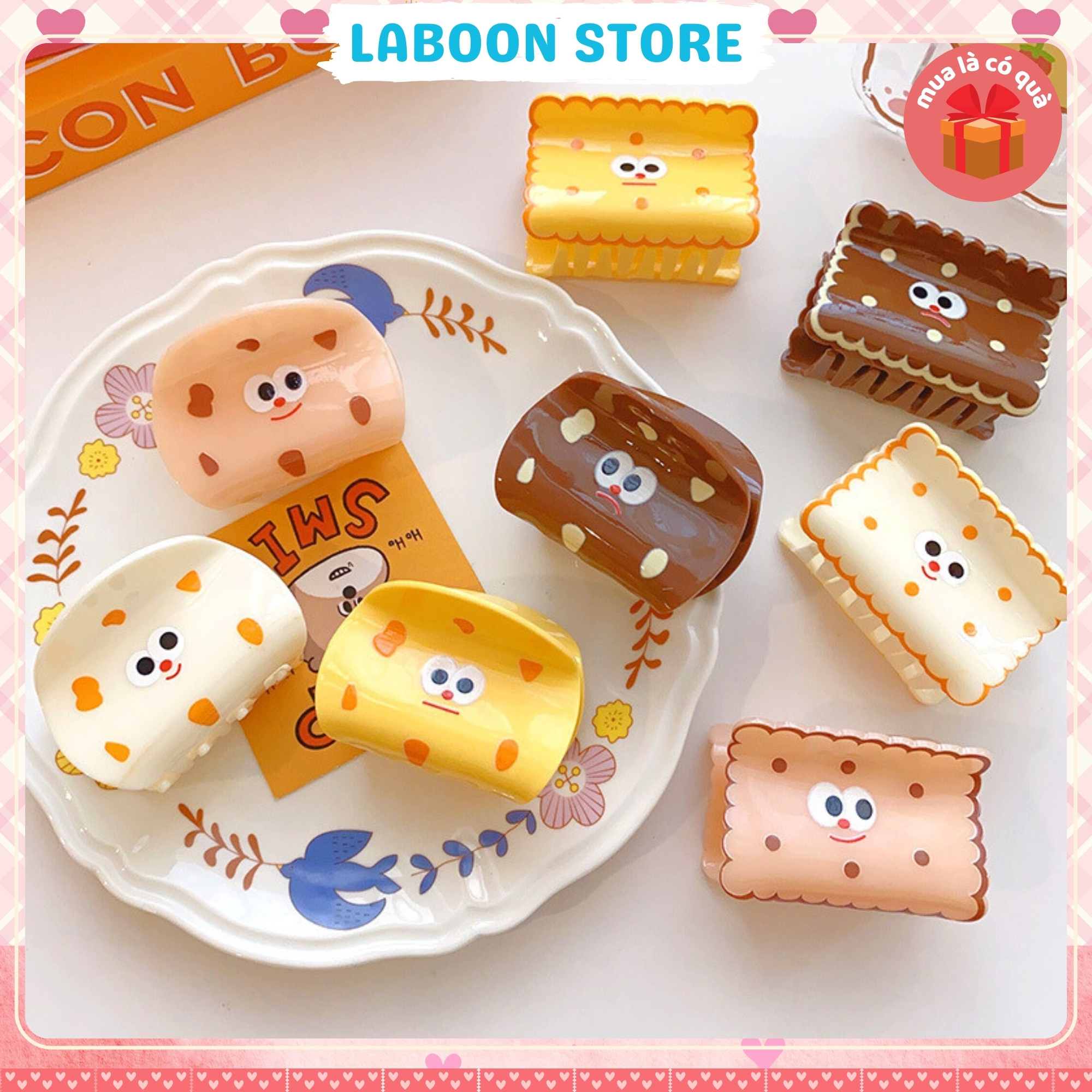 Mô tả Kẹp tóc bánh ngọt phô mai sô cô la LABOON kẹp tóc càng cua nhựa hình bánh ngộ nghĩnh đáng yêu - 2