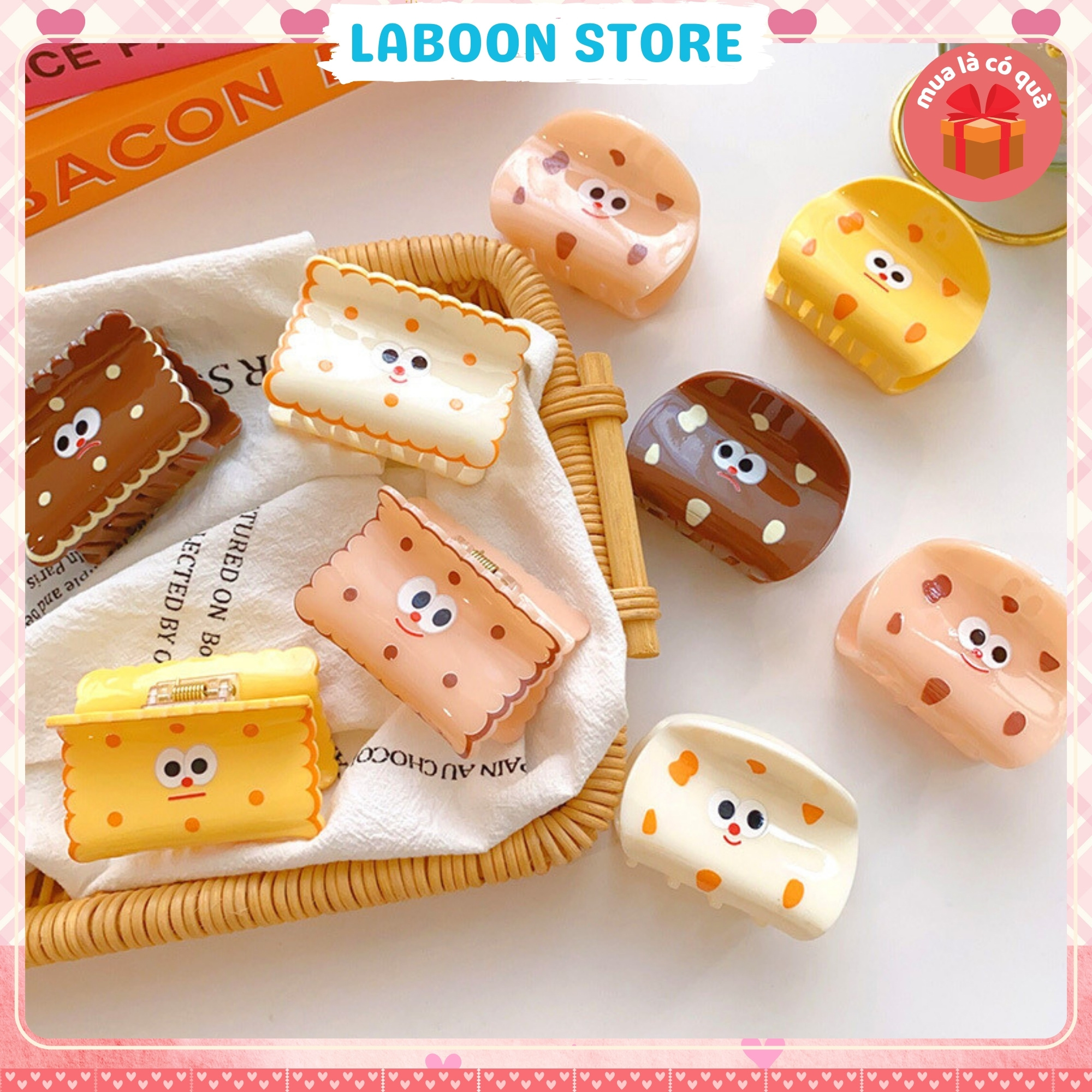 Mô tả Kẹp tóc bánh ngọt phô mai sô cô la LABOON kẹp tóc càng cua nhựa hình bánh ngộ nghĩnh đáng yêu - 1
