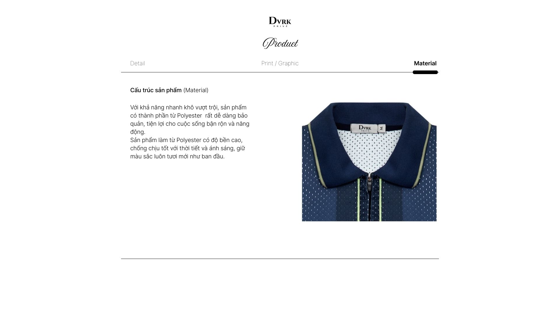 Mô tả DVRK - Áo Polo Jersey Sọc Cổ Khóa Kéo Màu Xanh Midnight Blue-DVRK-25S - 3