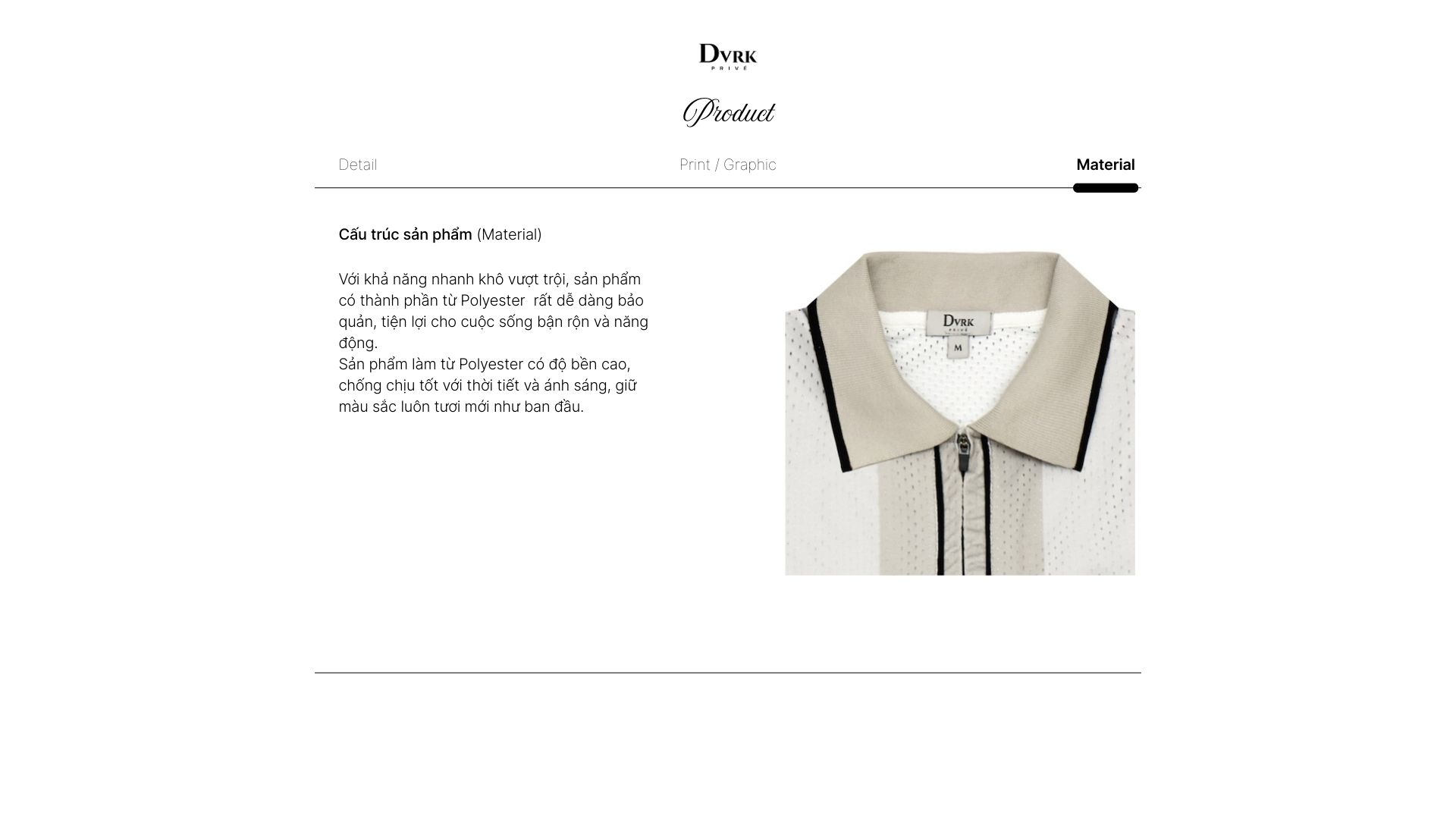 Mô tả DVRK - Áo Polo Jersey Sọc Cổ Khóa Kéo Màu Xám-DVRK-25S - 3
