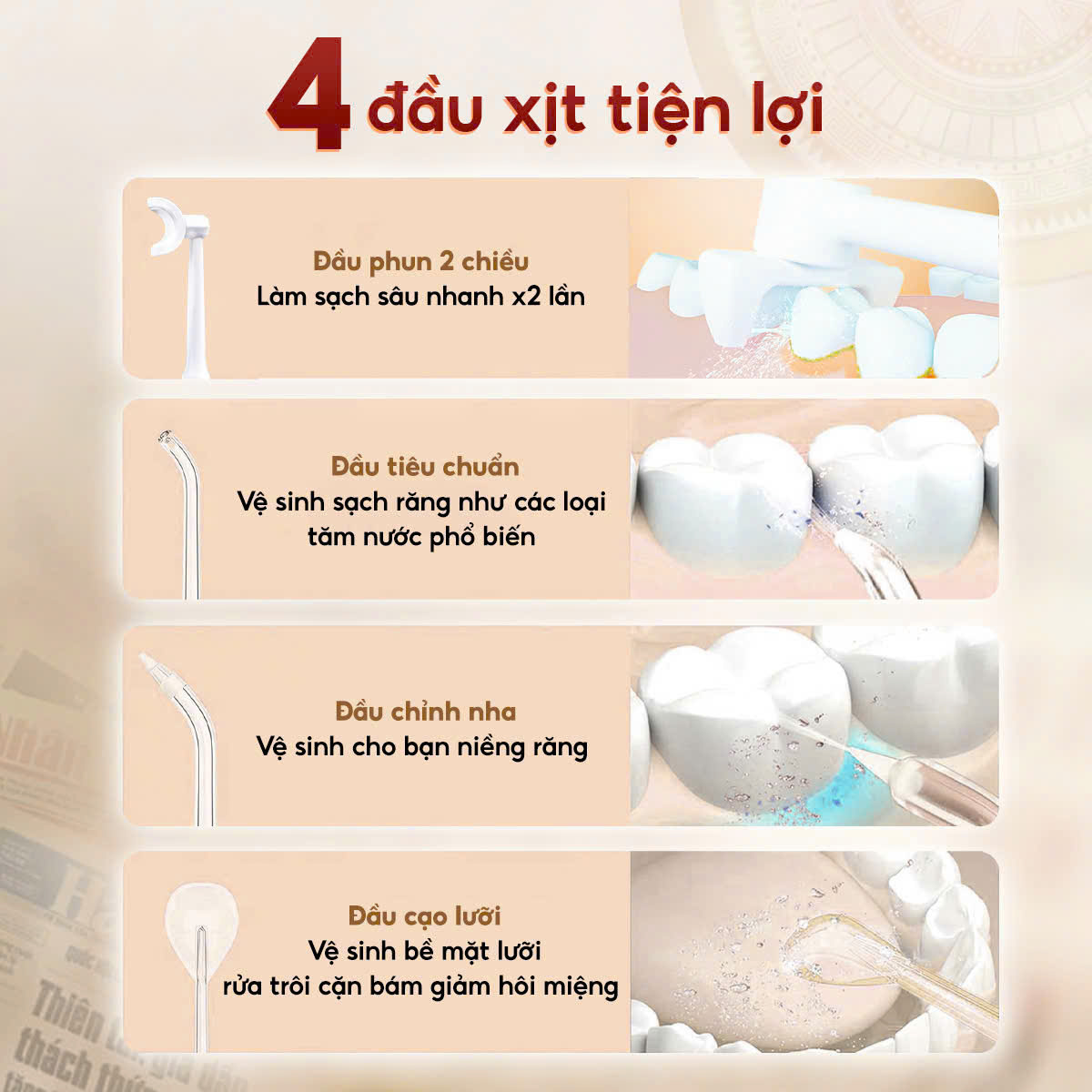 Mô tả Tăm nước cầm tay Flossie Làm sạch nhanh gấp 2 lần. Bảo hành 1 năm đổi mới tận nơi. - 8