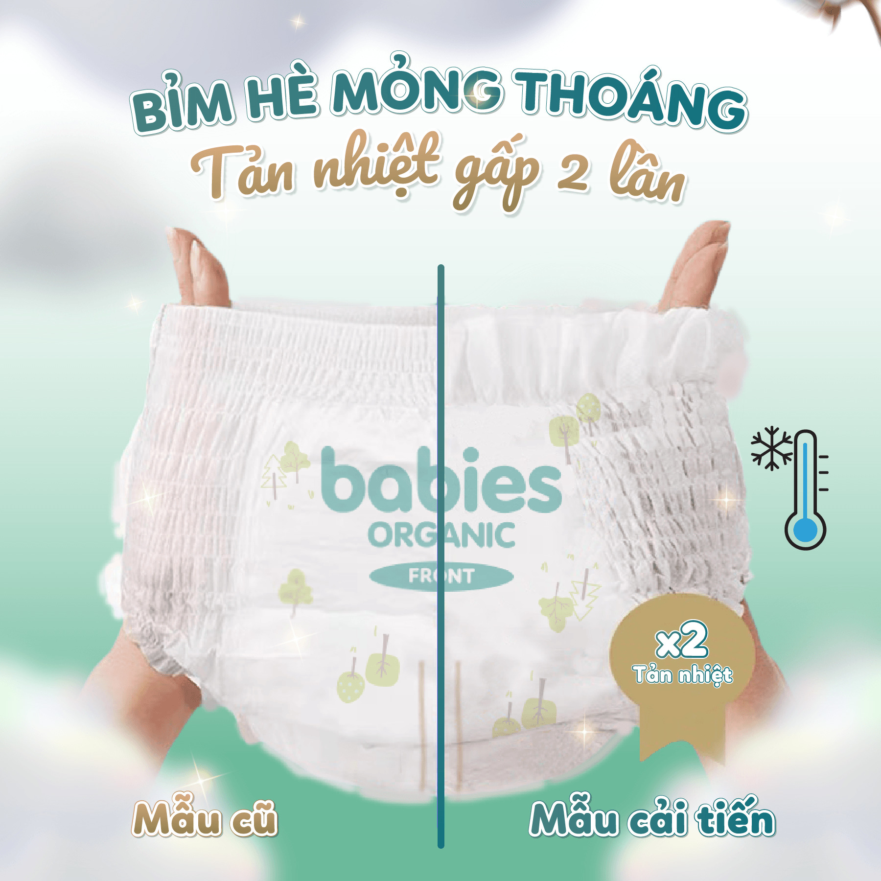 Mô tả Combo 10 Bịch Tã/Bỉm Babies Organic Mỏng Thoáng, Siêu Thấm Hút, Mềm Mịn, Có Đủ Size NB/S/M/L/XL/2XL/3XL - 4