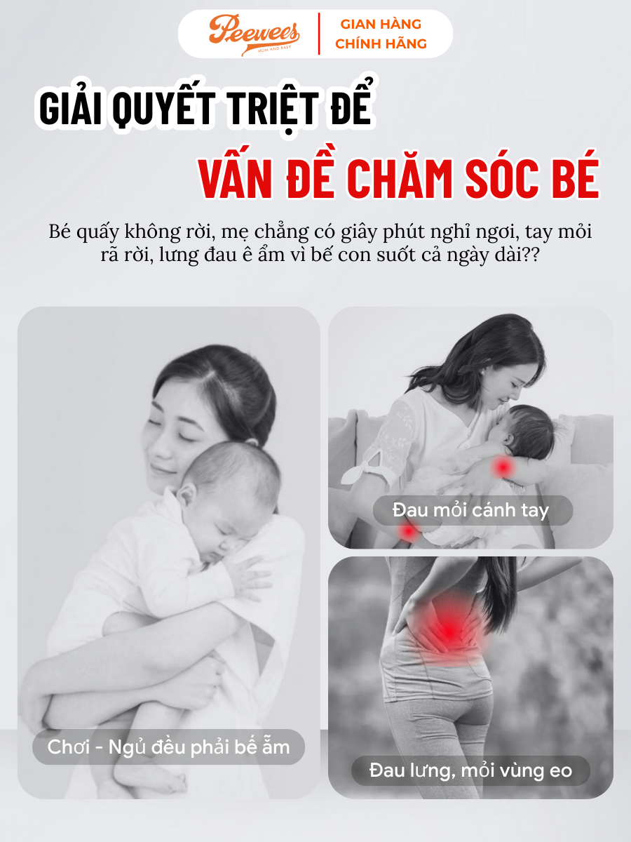 Ghế nhún cao cấp cho bé sơ sinh PEEWEES, chống võng lưng, chất vải ...