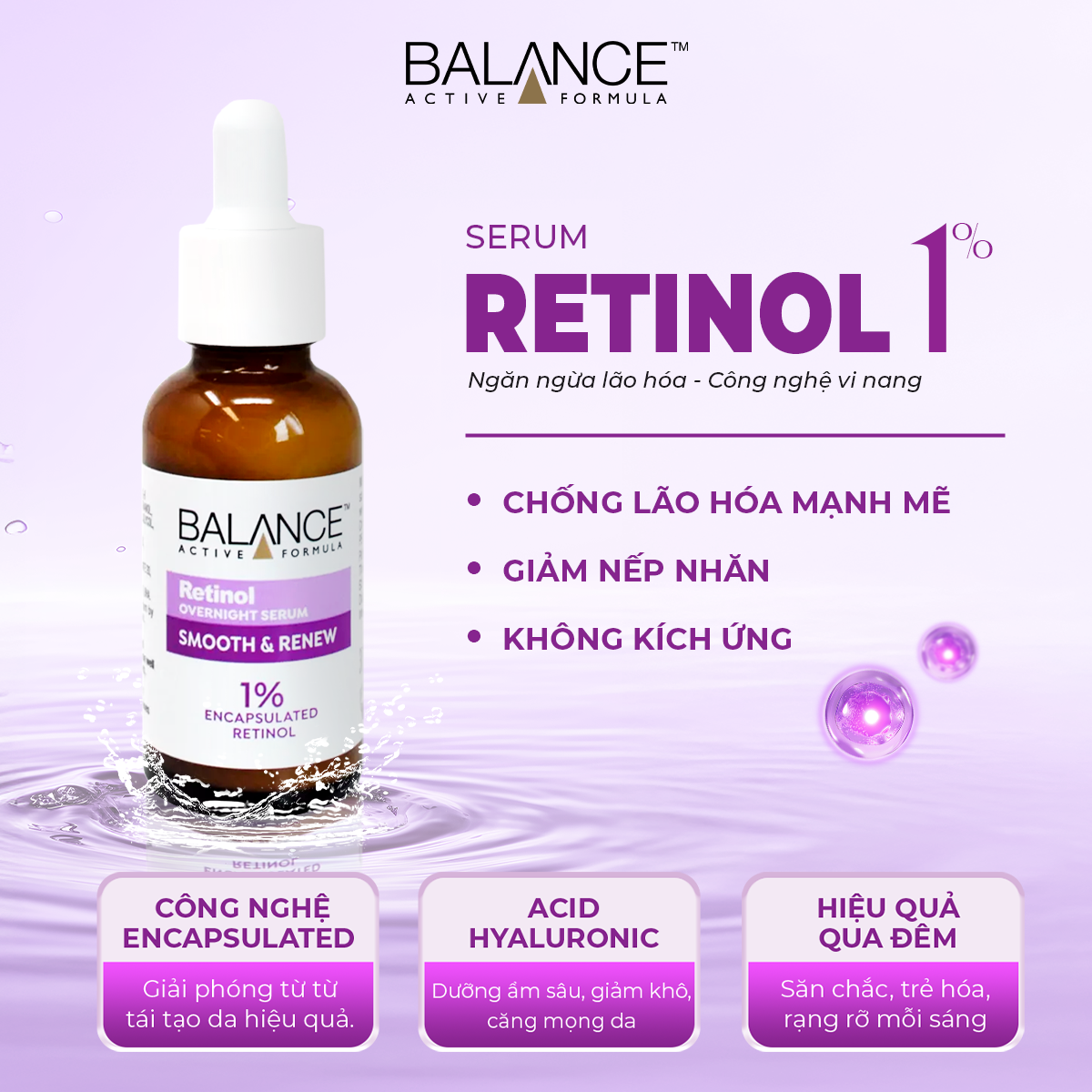 Mô tả Serum giúp cải thiện nếp nhăn và ngăn ngừa lão hóa Balance Active Formula Retinol 1% 30ML - 1