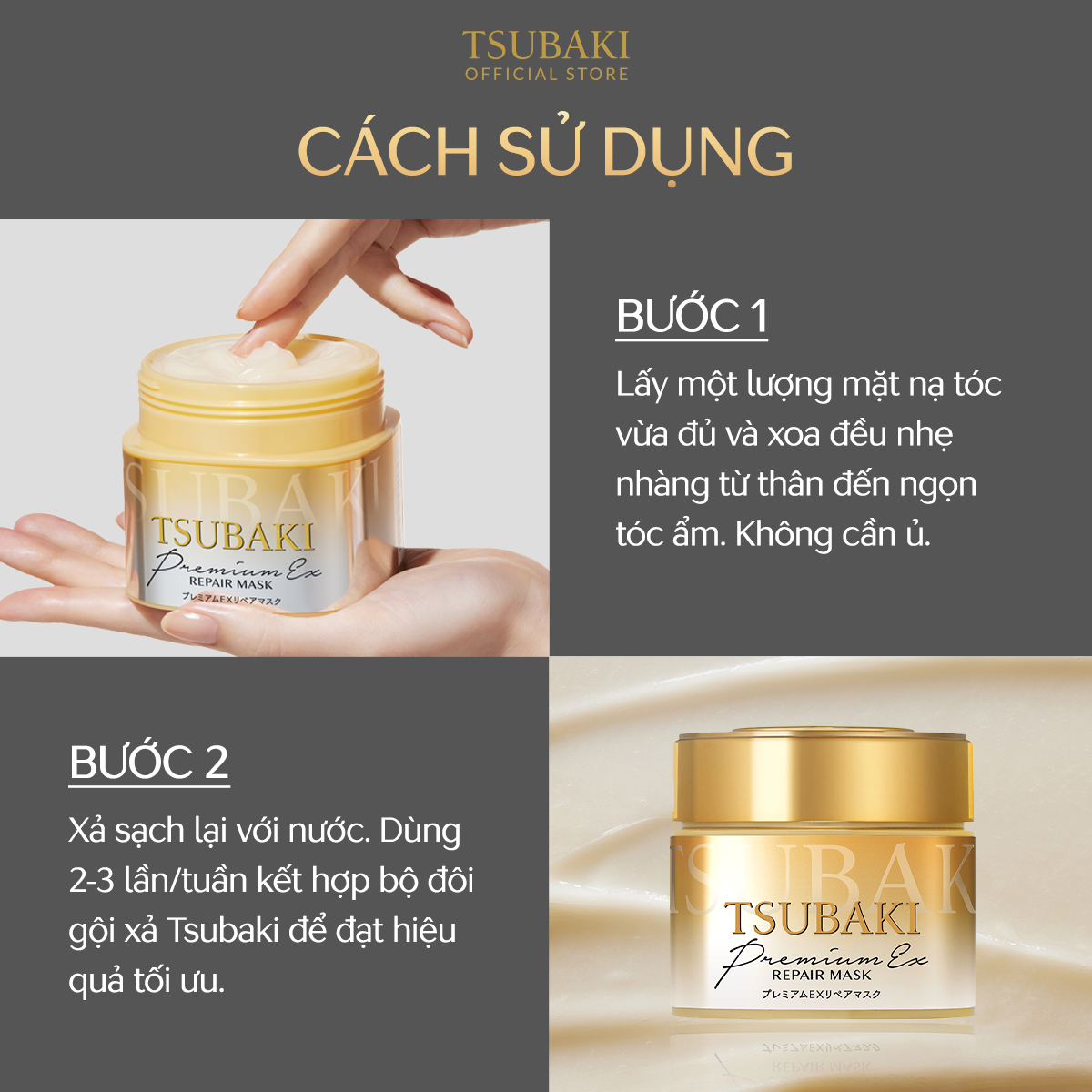 Mô tả Mặt nạ tóc Phục hồi hư tổn tóc cao cấp Tsubaki Premium Repair Mask 180g - 3