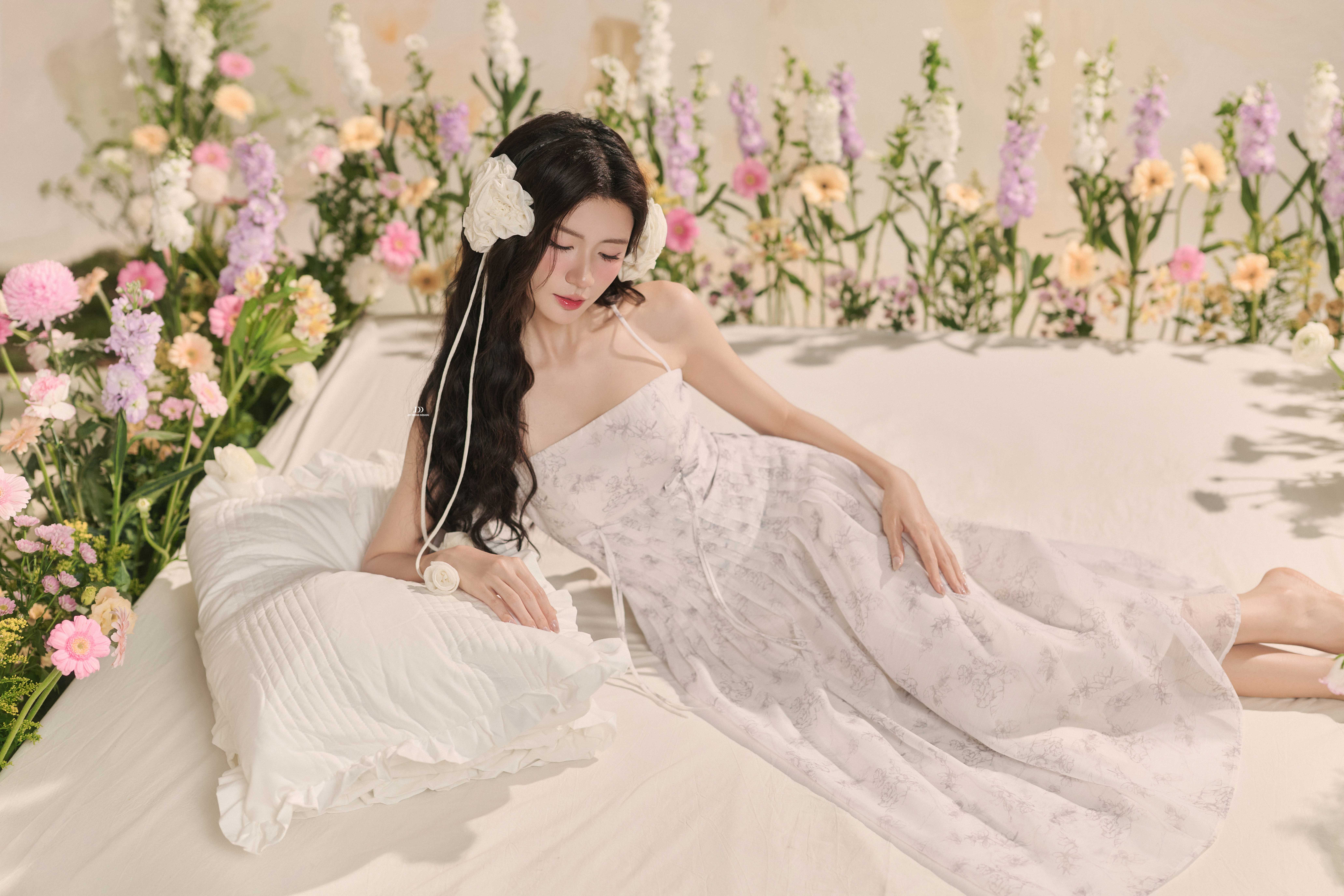Mô tả Đầm 2 dây xếp ly bung họa tiết 1R11.2503OG, váy 2 dấy maxi dáng dài, xếp ly eo tôn dáng nữ tính đáng yêu cho nàng JM - 1