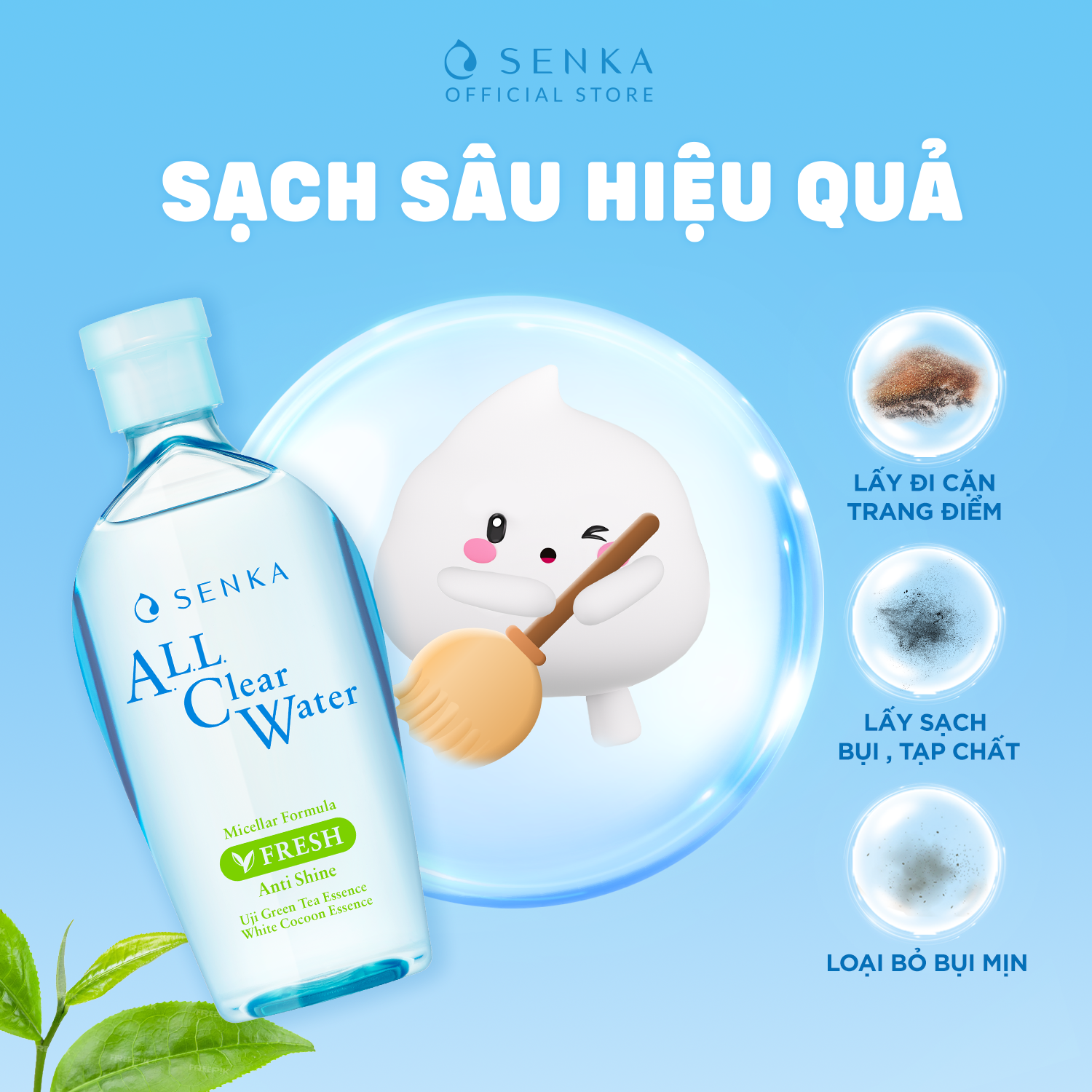Mô tả Bộ 02 Nước tẩy trang Micellar Giảm Bóng Nhờn Senka All Clear Water Fresh 230ml/chai - 2