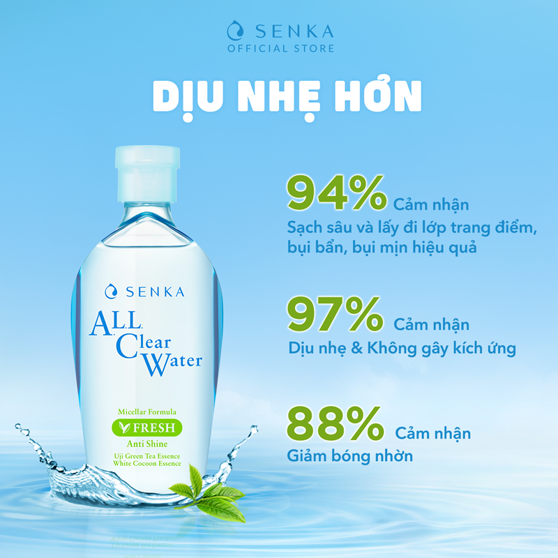 Mô tả Bộ 02 Nước tẩy trang Micellar Giảm Bóng Nhờn Senka All Clear Water Fresh 230ml/chai - 4