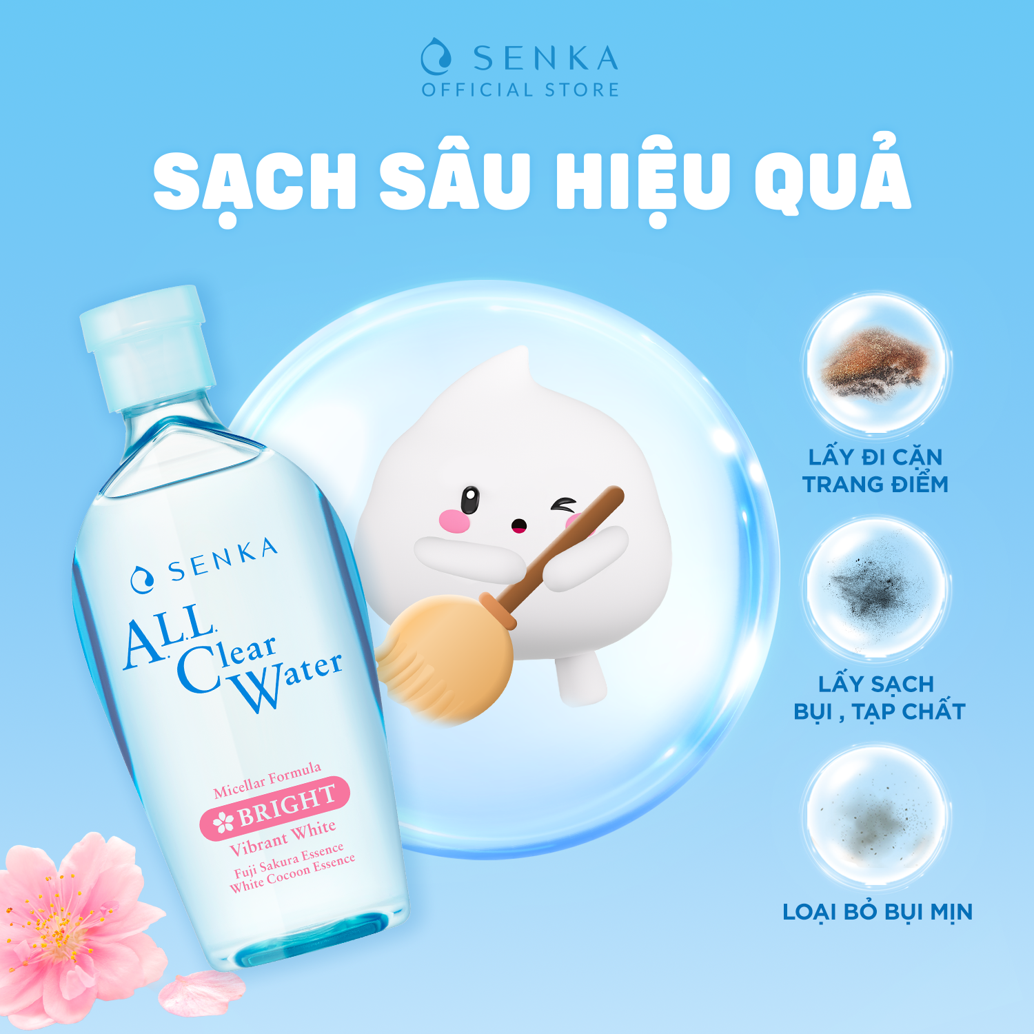 Mô tả Bộ 02 Nước tẩy trang Micellar Dưỡng Sáng Cấp ẩm Senka All Clear Water Bright 230ml/chai - 2