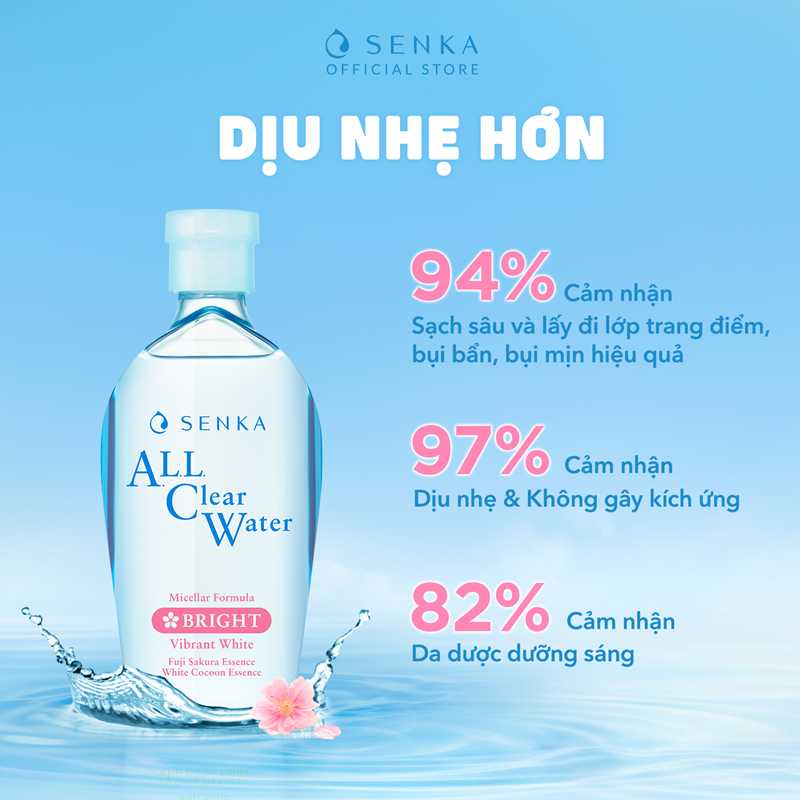Mô tả Bộ 02 Nước tẩy trang Micellar Dưỡng Sáng Cấp ẩm Senka All Clear Water Bright 230ml/chai - 4