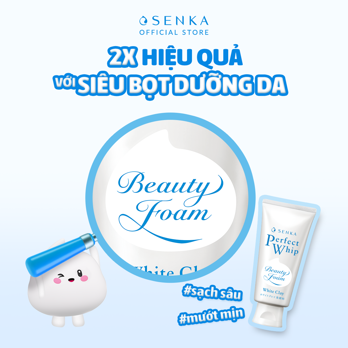Sữa rửa mặt Senka Perfect Whip White Clay 3