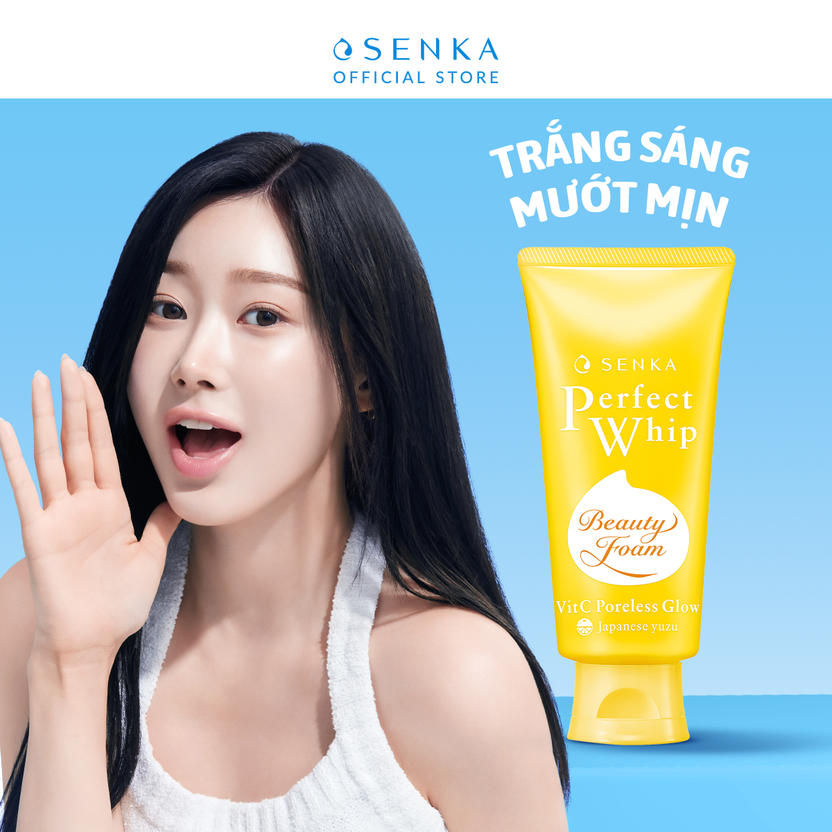 Sữa rửa mặt Senka Perfect Whip Vit C Poreless Glow