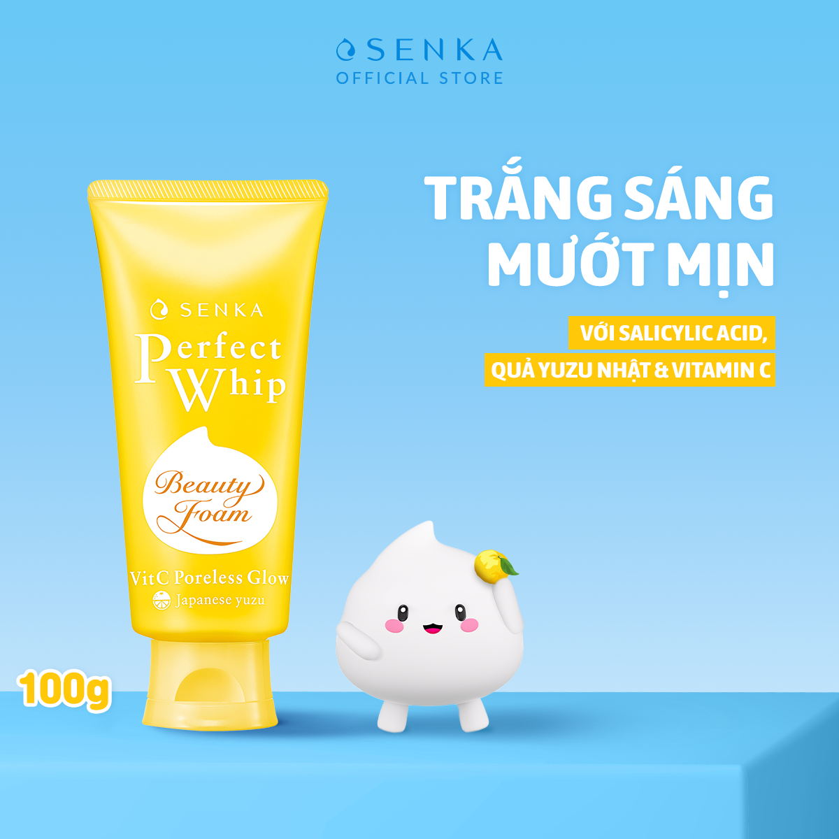 Sữa rửa mặt Senka Perfect Whip Vit C Poreless Glow