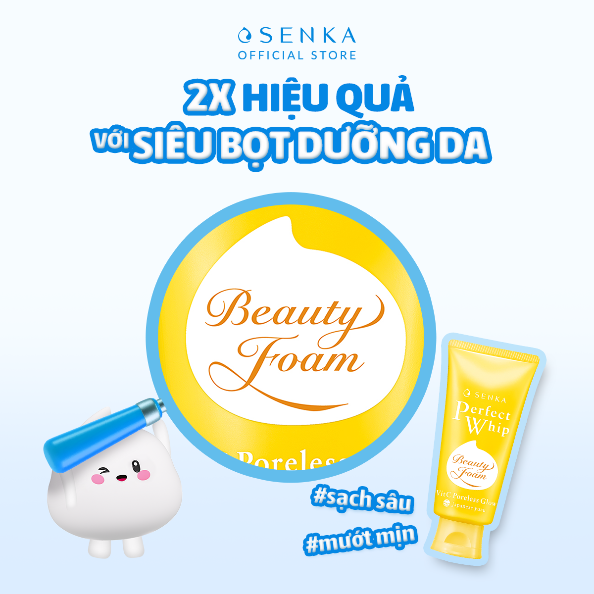 Sữa rửa mặt Senka Perfect Whip Vit C Poreless Glow