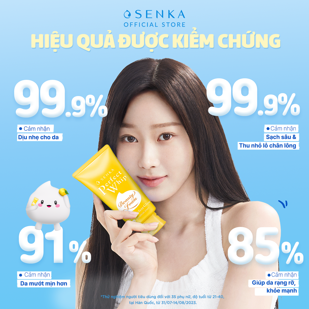 Sữa rửa mặt Senka Perfect Whip Vit C Poreless Glow