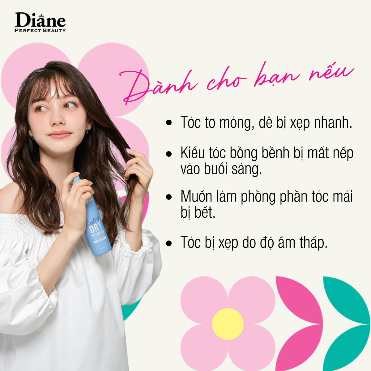 Mô tả Dầu gội khô làm phồng tóc tạo kiểu giữ nếp Diane Perfect Beauty Styling Dry Shampoo Volume Up 95g - 3
