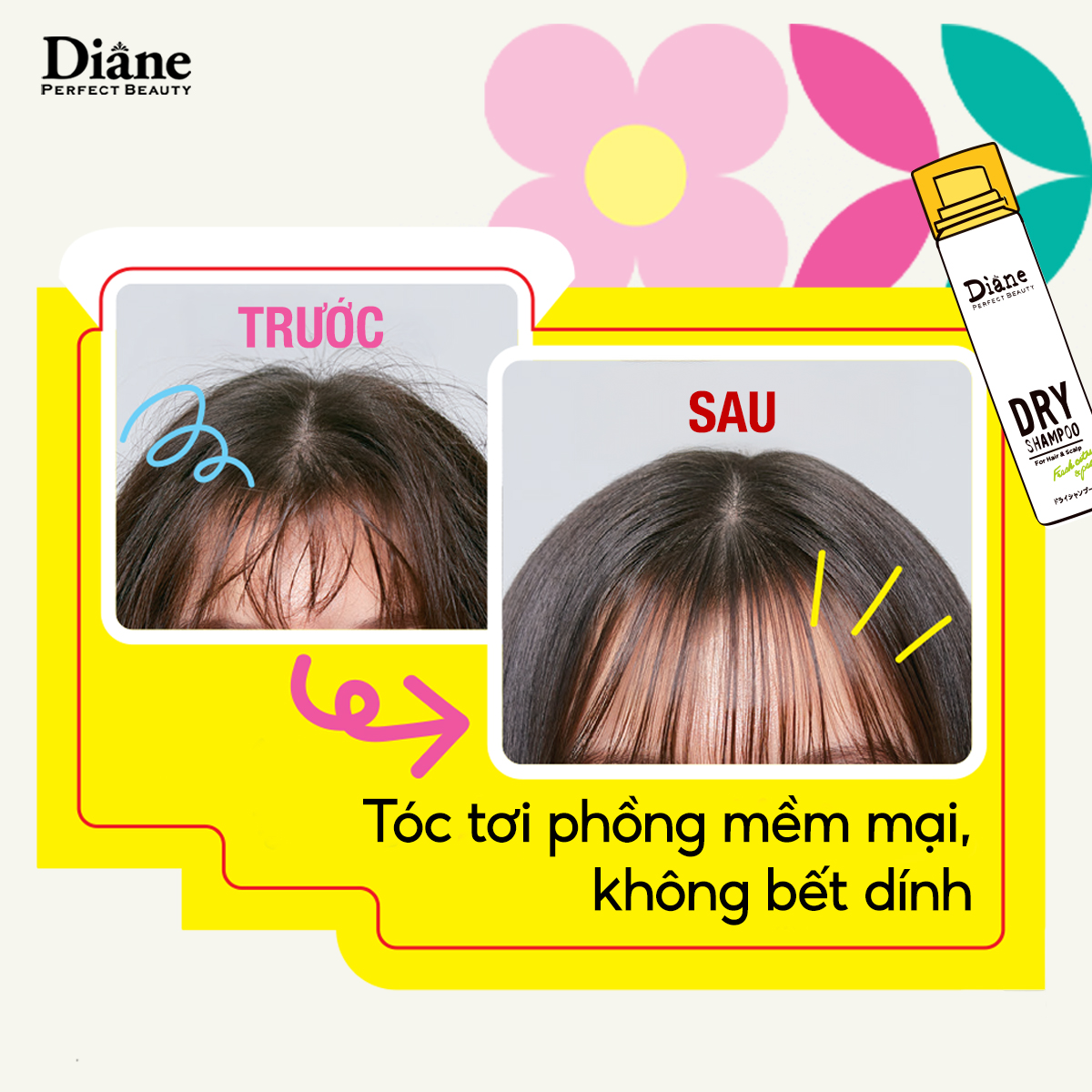 Mô tả Dầu gội khô sạch dầu tơi tóc không bết dính Diane Perfect Beauty Dry Shampoo Fresh Citrus & Pear - 6