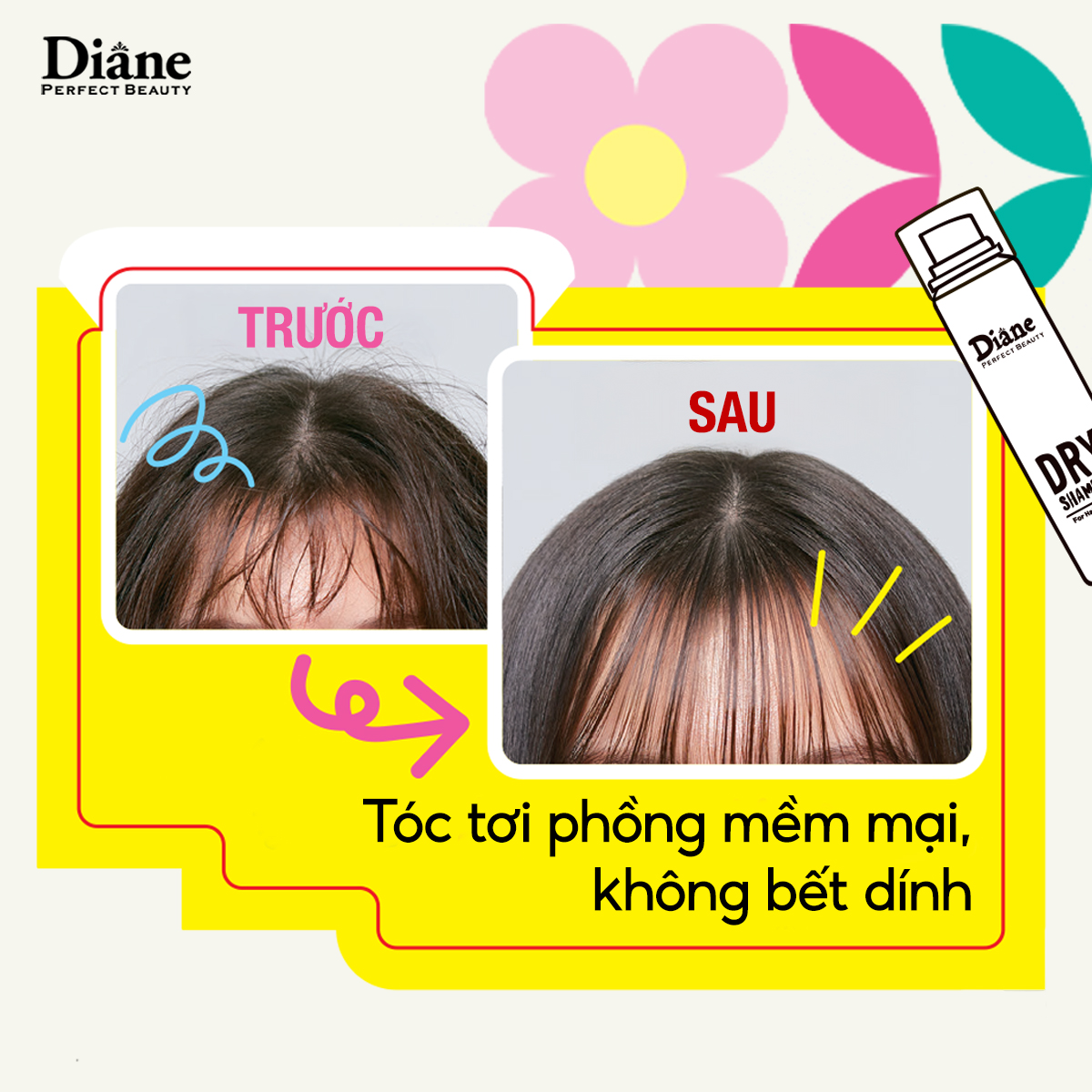 Mô tả Dầu gội khô sạch dầu tơi tóc không bết dính Diane Perfect Beauty Dry Shampoo Fragrance Free - 5