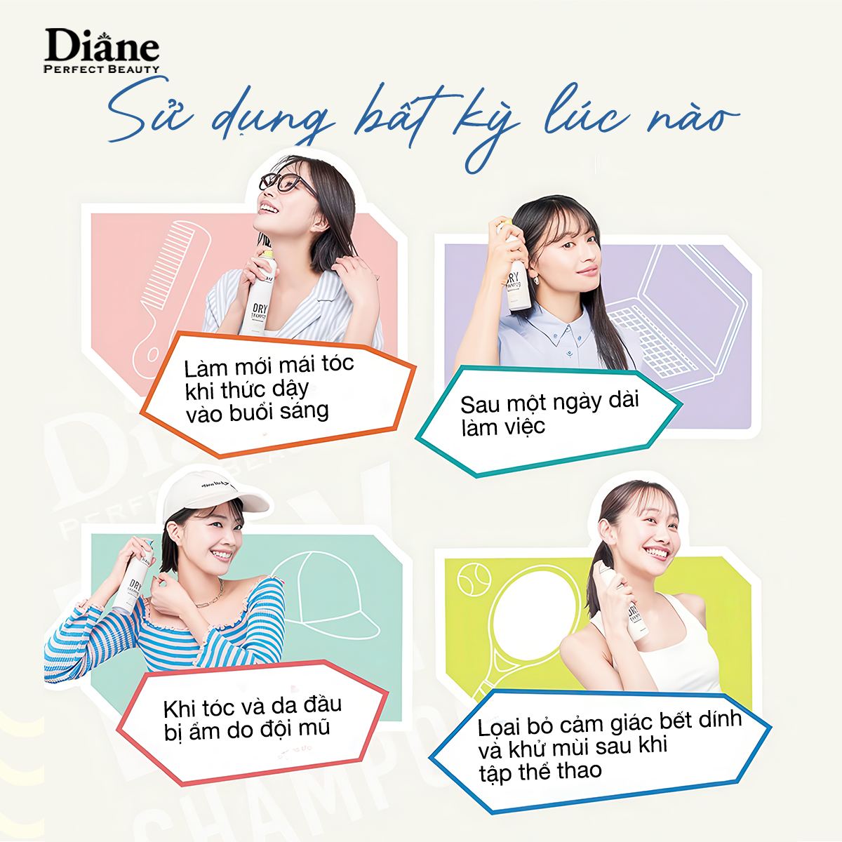 Mô tả Dầu gội khô sạch dầu tơi tóc không bết dính Diane Perfect Beauty Dry Shampoo Fragrance Free - 7