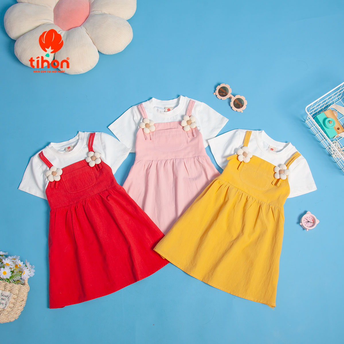 Váy bé gái TIHON VT0786100 màu Hồng