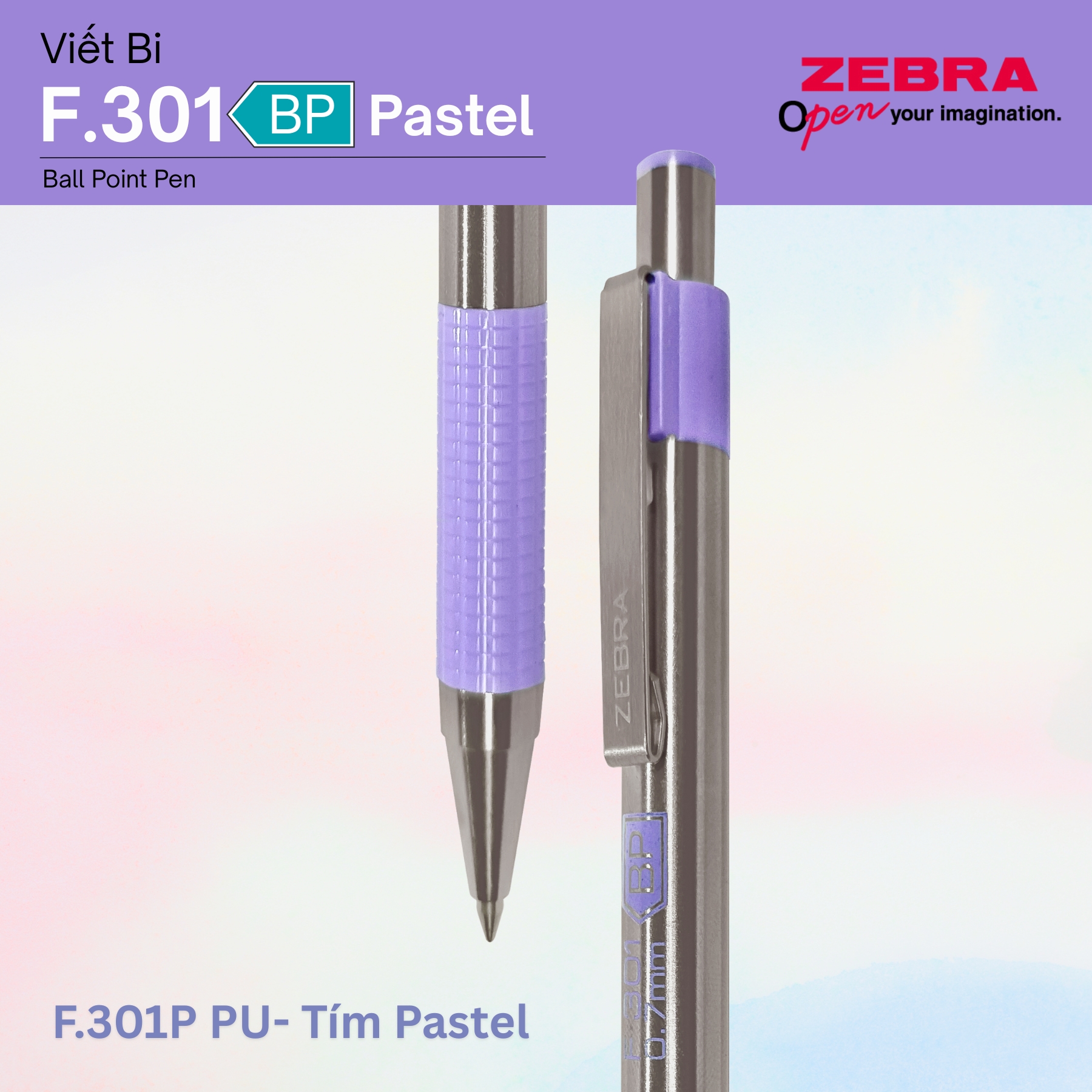 Mô tả Bút Bi Kim Loại Cao Cấp F.301 Pastel Zebra Pen 1.0mm - Mực Xanh, Vỏ Kim Loại Sang Trọng [Chính Hãng] - 3