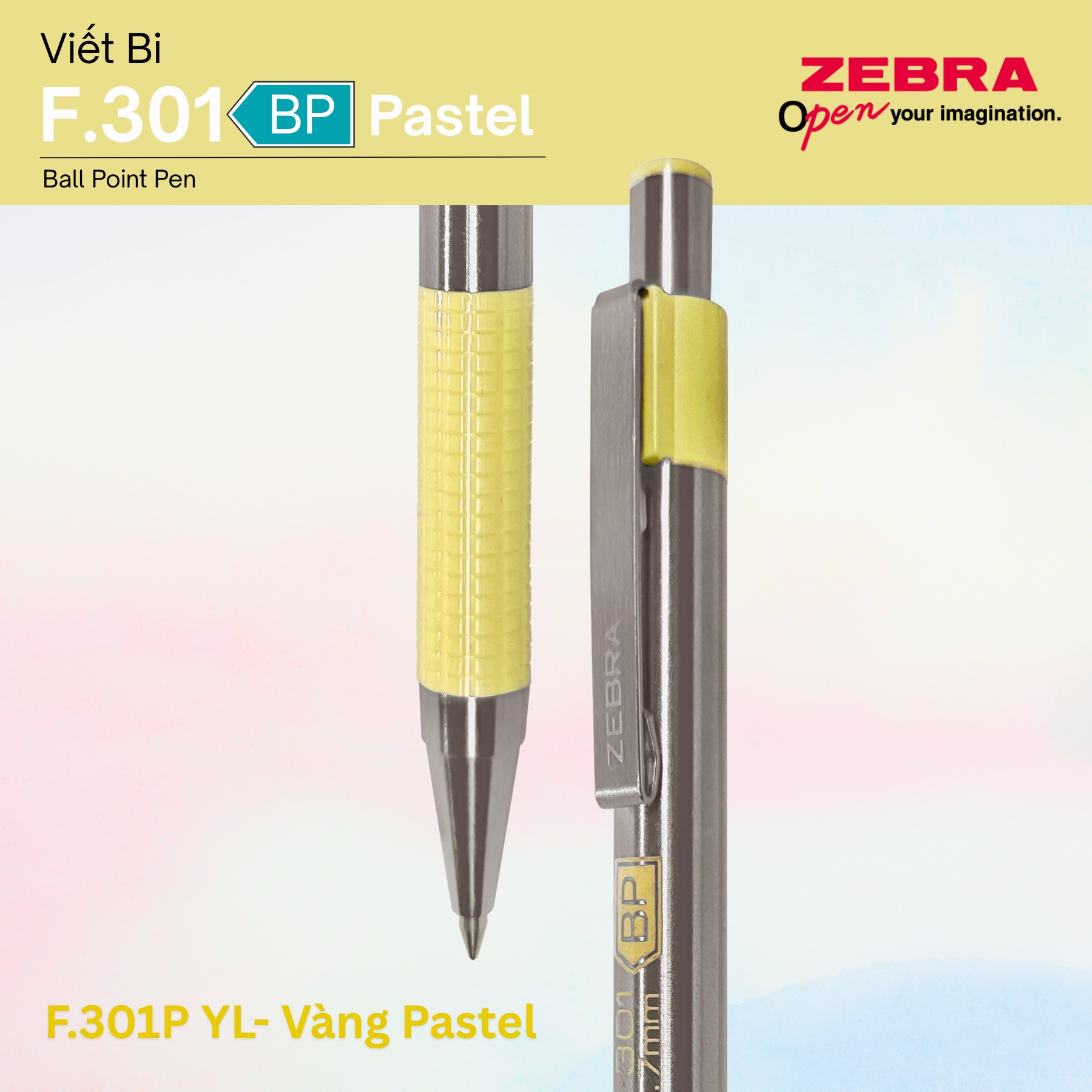 Mô tả Bút Bi Kim Loại Cao Cấp F.301 Pastel Zebra Pen 1.0mm - Mực Xanh, Vỏ Kim Loại Sang Trọng [Chính Hãng] - 4