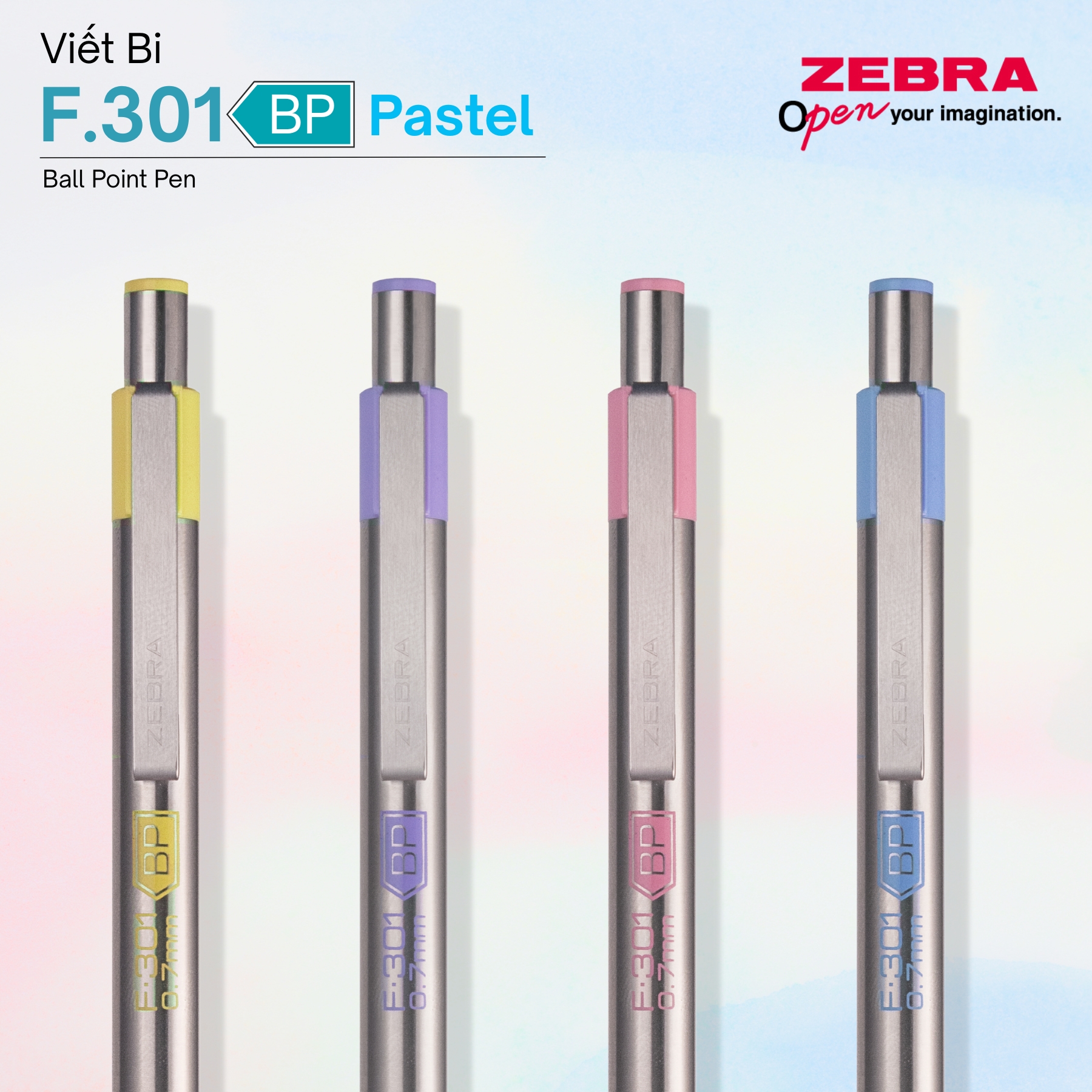 Mô tả Bút Bi Kim Loại Cao Cấp F.301 Pastel Zebra Pen 1.0mm - Mực Xanh, Vỏ Kim Loại Sang Trọng [Chính Hãng] - 7