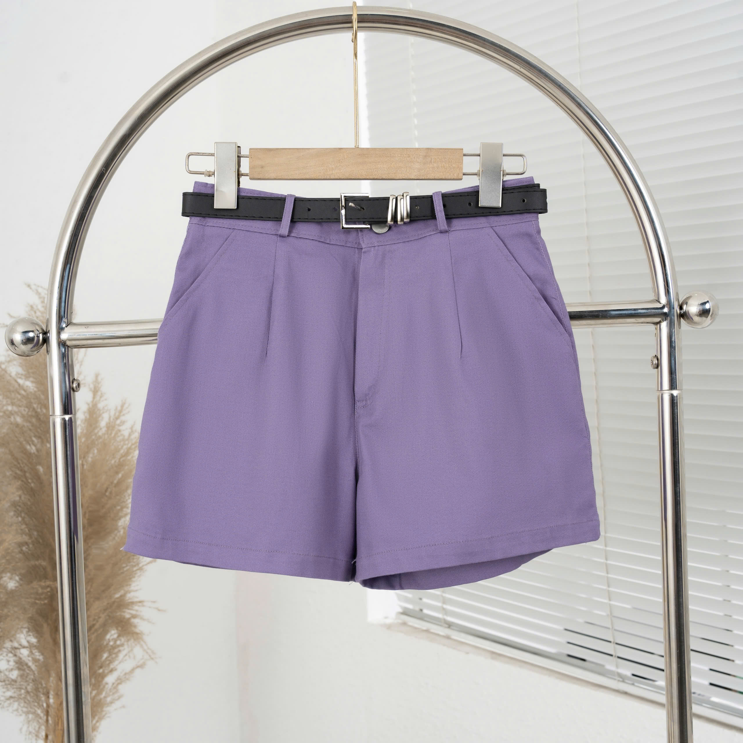 Mô tả Quần short kaki nữ  cạp cao mã 273 - Dáng xuông tôn dáng, có belt, chất dày dặn dễ phối đồ - 4