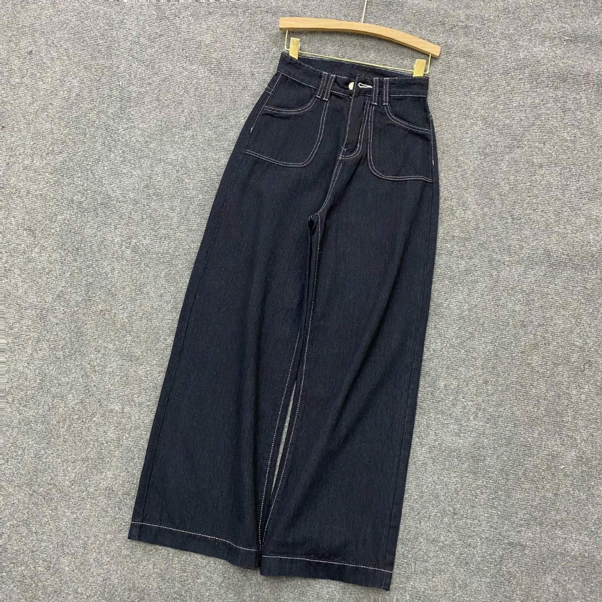 Mô tả Quần Jean Bigsize Nữ Suông Dài Lưng Cao Tôn Dáng Viền Chỉ Cổ Điển 50-93kg Chubby Q544 - 3