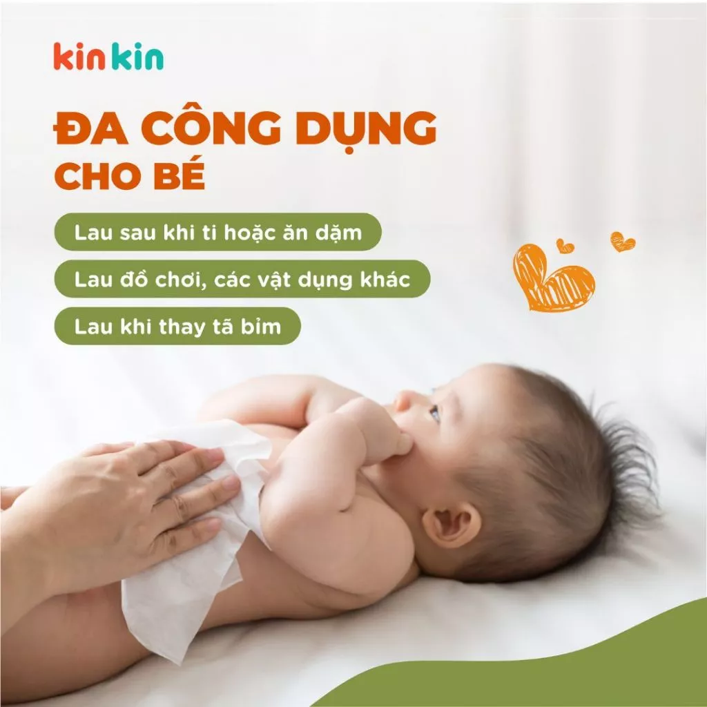 Mô tả -Khăn vải khô đa năng mẹ và bé Kin Kin túi 900gr/600gr tiết kiệm cho mẹ, an toàn cho bé - 1
