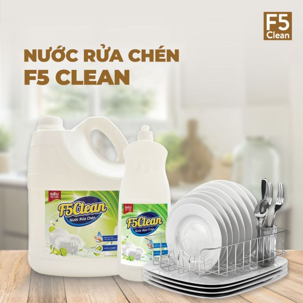 Mô tả Nước rửa chén bát F5 Clean 3,8kg hương chanh, mềm mại với da tay, gốc thực vật, thiên nhiên - 3